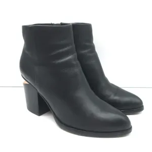 Alexander Wang Gabi Ankle Boots Black Leather Size 37 Cutout Heel Booties