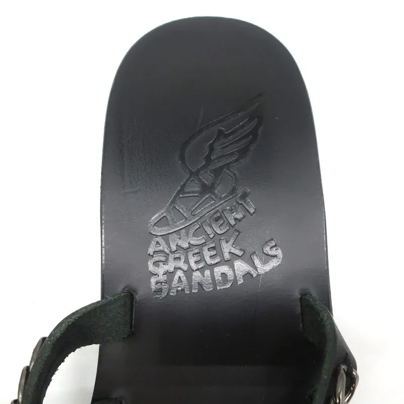 Ancient Greek Sandals Niki Chains Slide Sandals Black Leather Size 37
