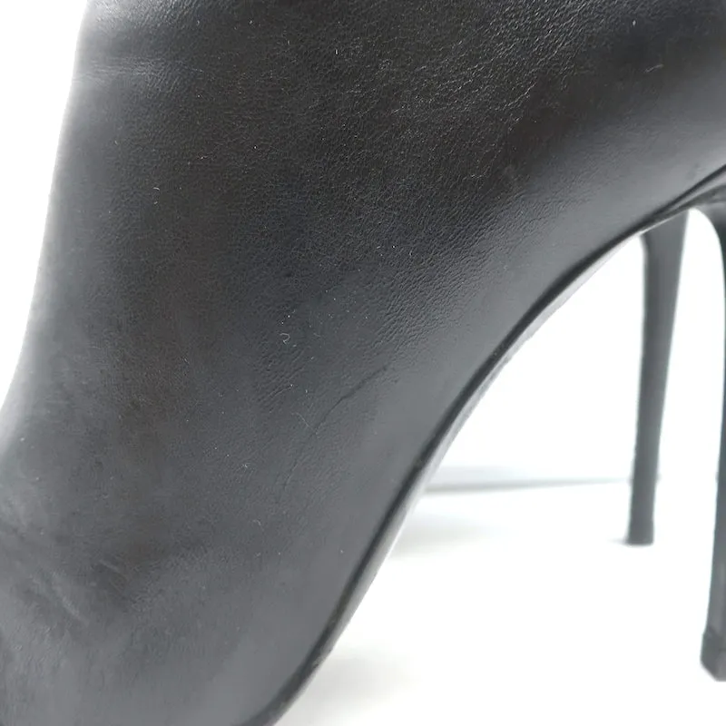 Balenciaga Giant Stud Lace-Up Back Ankle Boots Black Leather Size 40