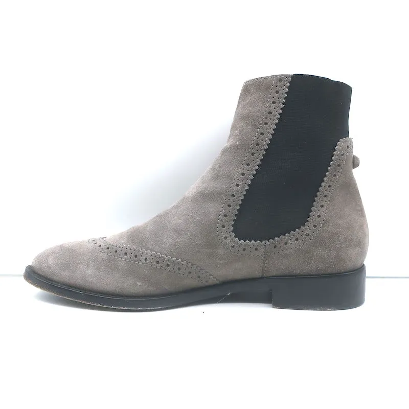 Balenciaga Wingtip Chelsea Boots Gray Suede Size 39.5 Flat Ankle Boots