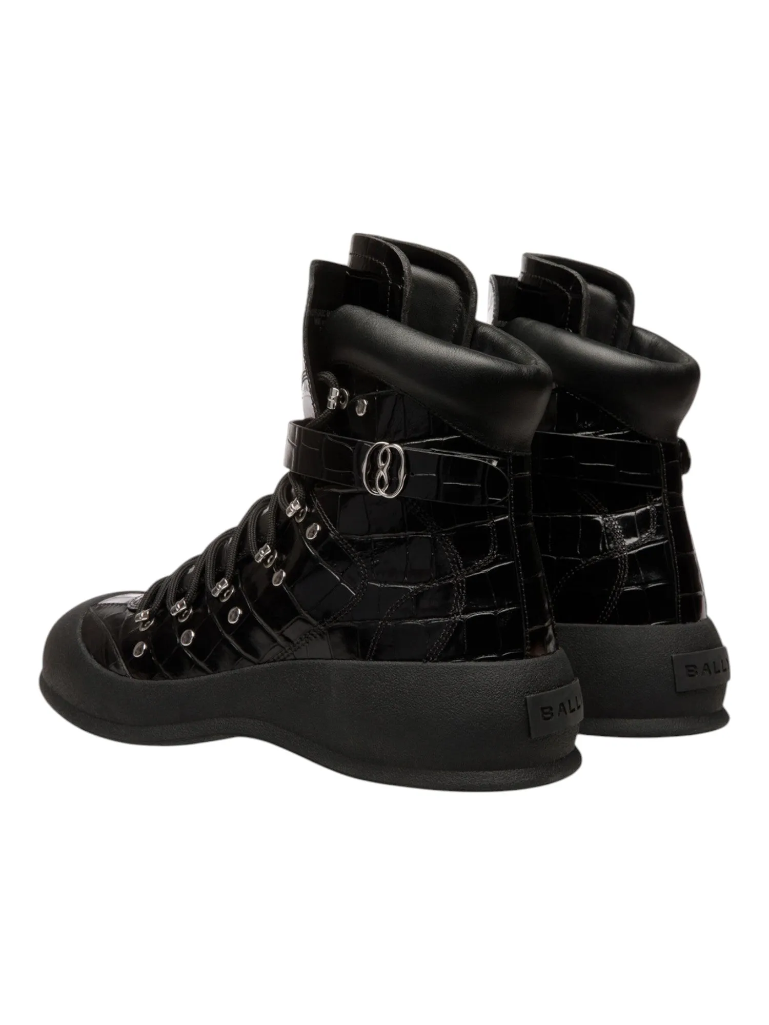 Bally Clyff 6304656 Men's Black Crocodile Embossed Leather Boots