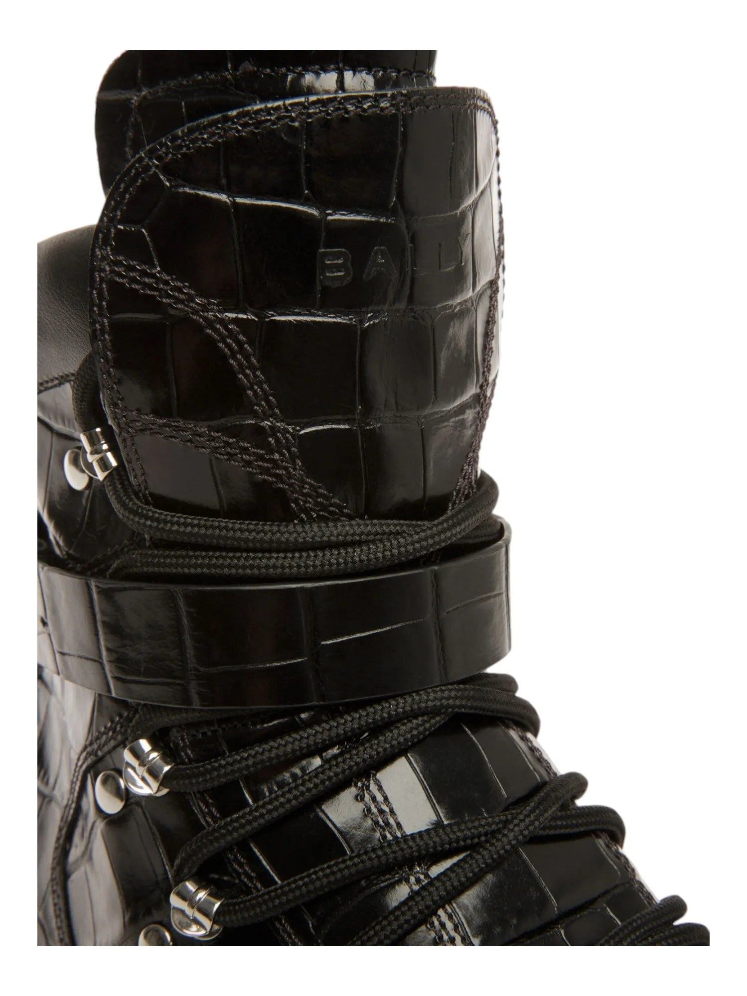 Bally Clyff 6304656 Men's Black Crocodile Embossed Leather Boots