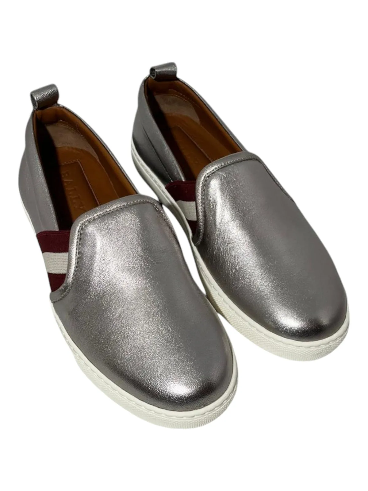 Bally Henrika 6212747 Silver Lamb Leather Slip-on Low-top Sneakers