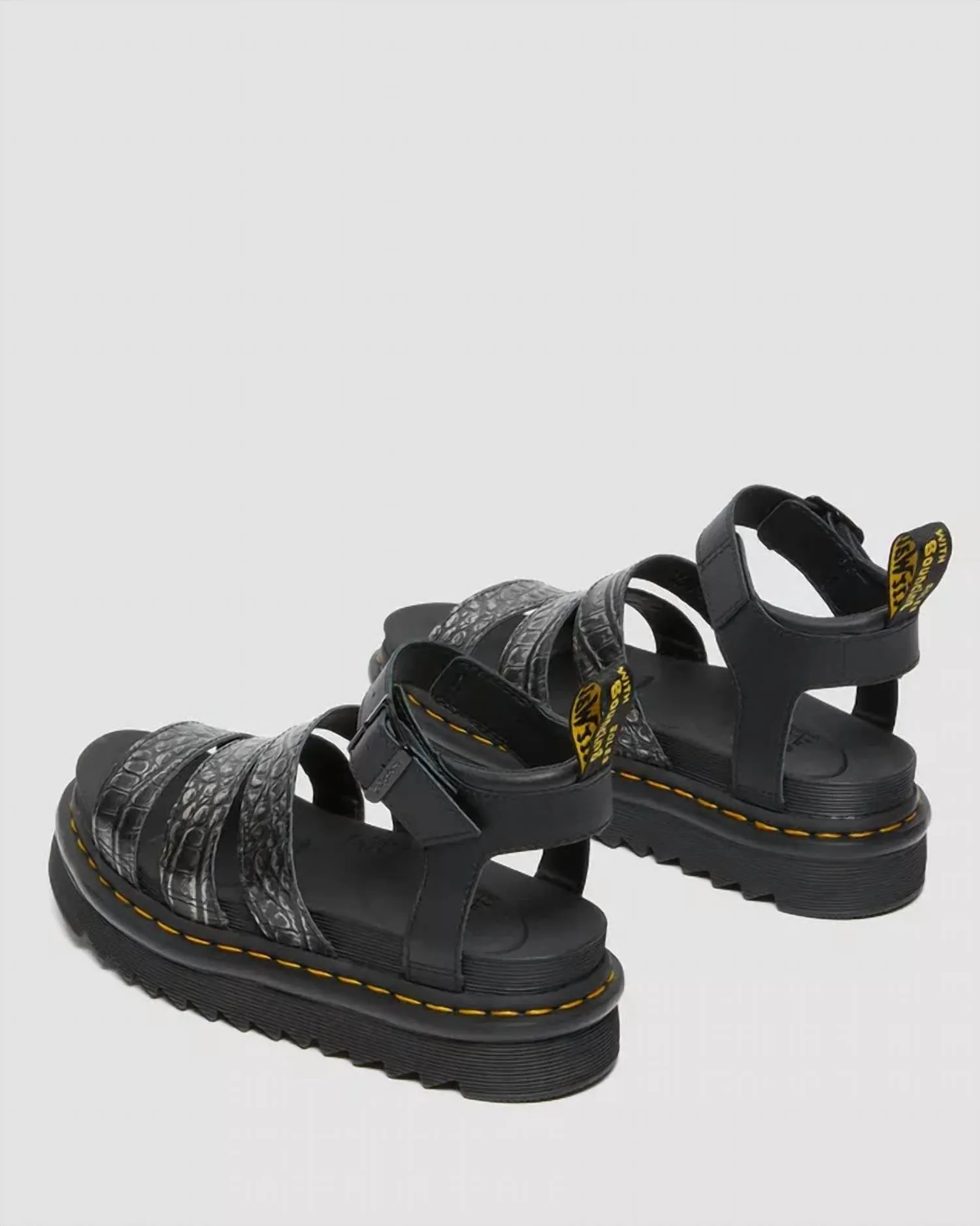 Blaire Women's Wild Croc Leather Sandals In Grey