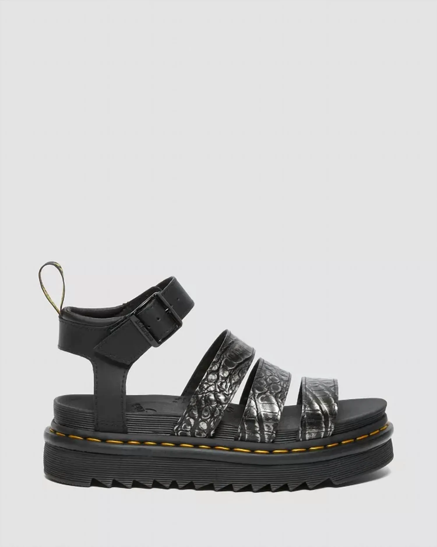 Blaire Women's Wild Croc Leather Sandals In Grey