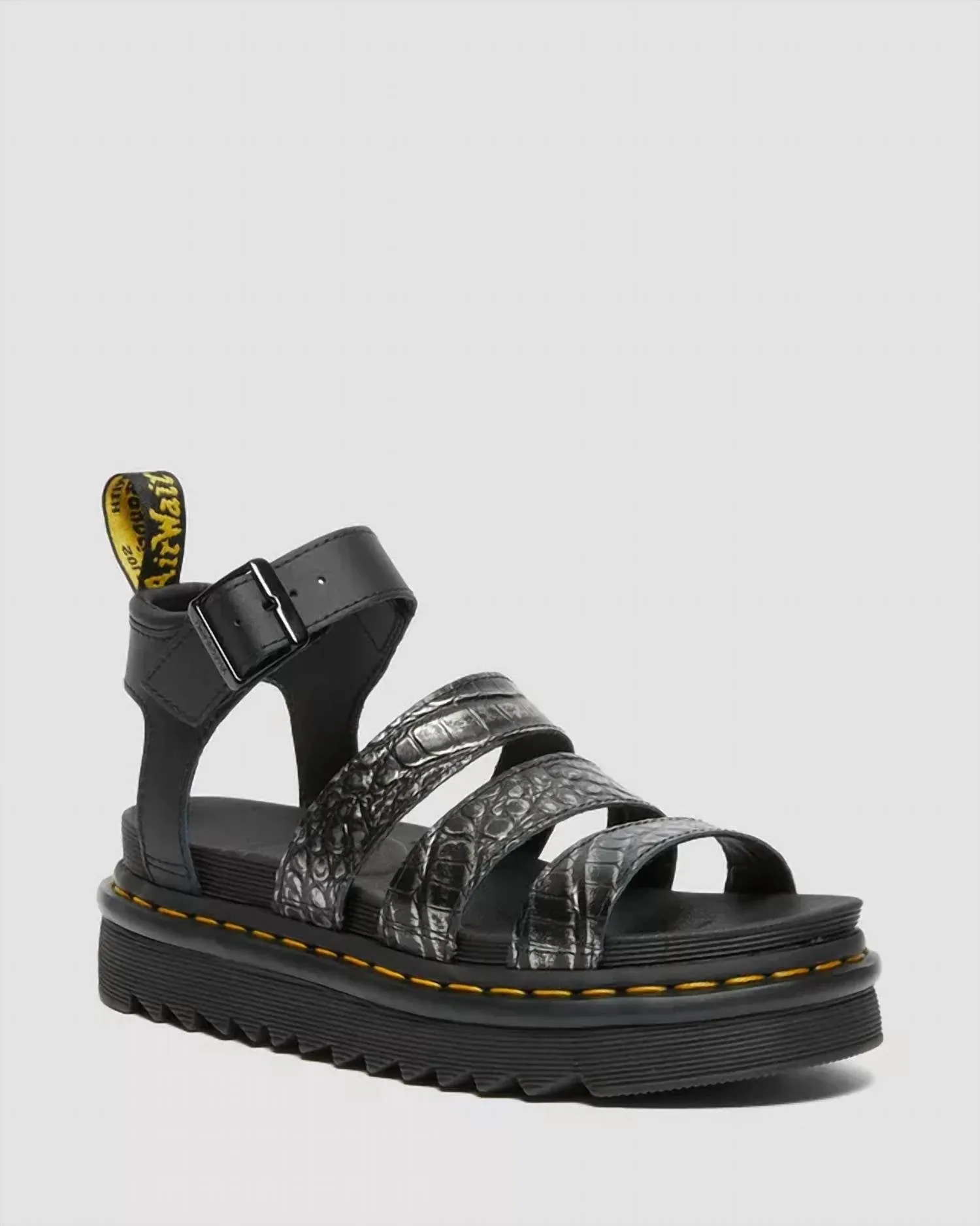 Blaire Women's Wild Croc Leather Sandals In Grey