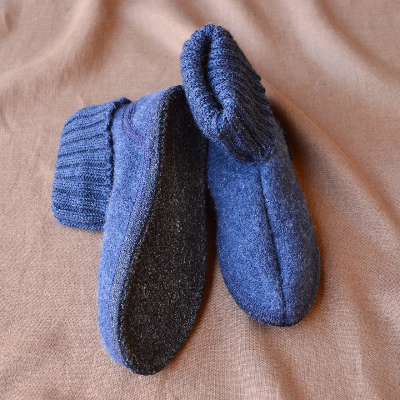 Boiled Wool Slipper Boots - Karl - Denim (Adults 36-46) *Pre-order