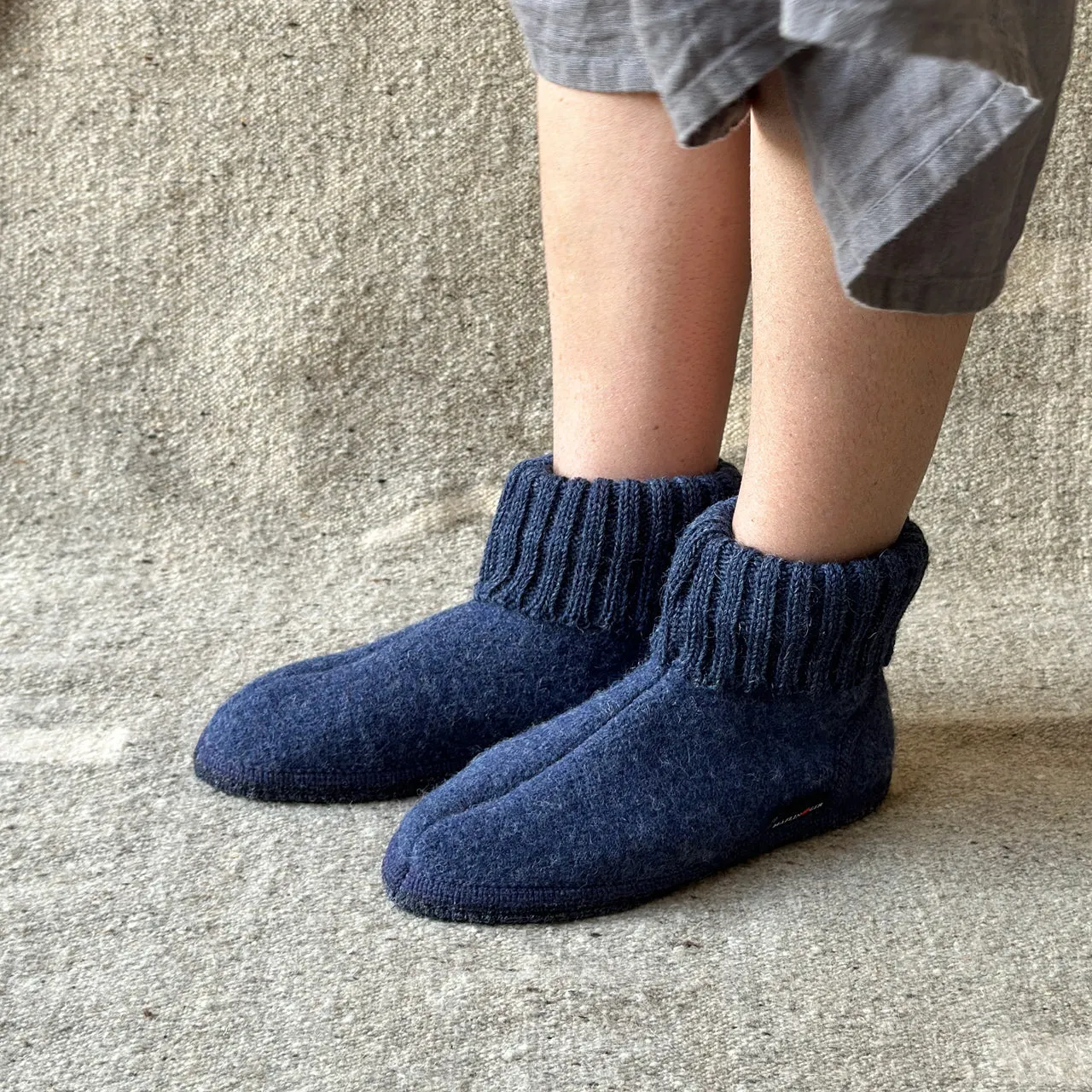 Boiled Wool Slipper Boots - Karl - Denim (Adults 36-46) *Pre-order