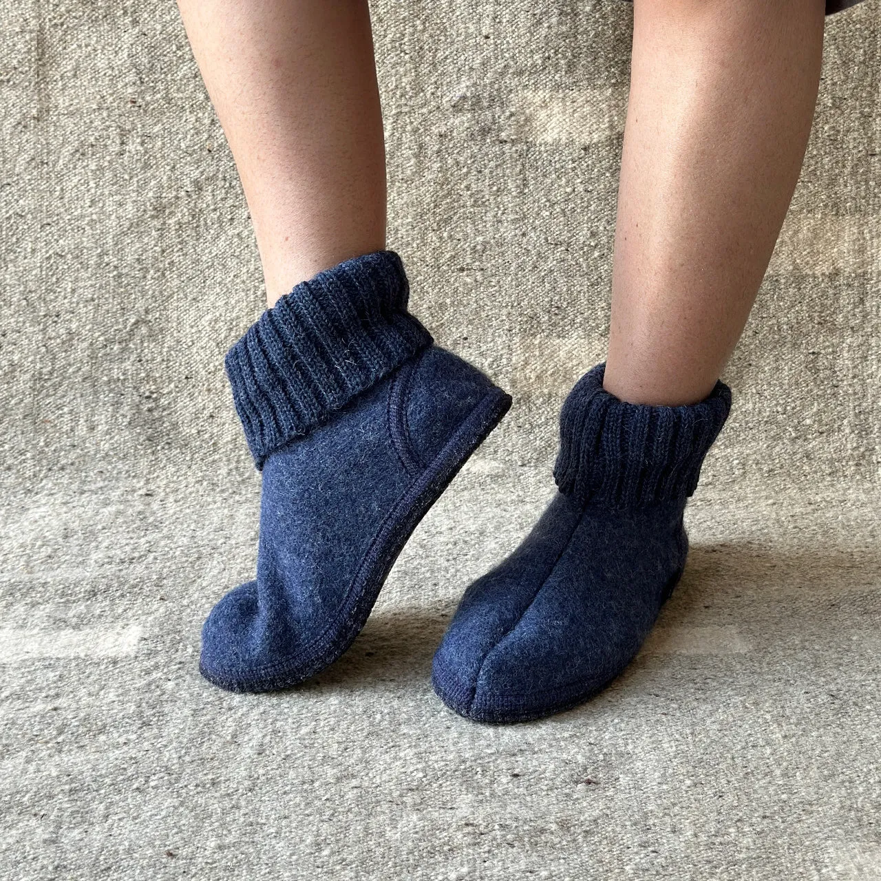 Boiled Wool Slipper Boots - Karl - Denim (Adults 36-46) *Pre-order