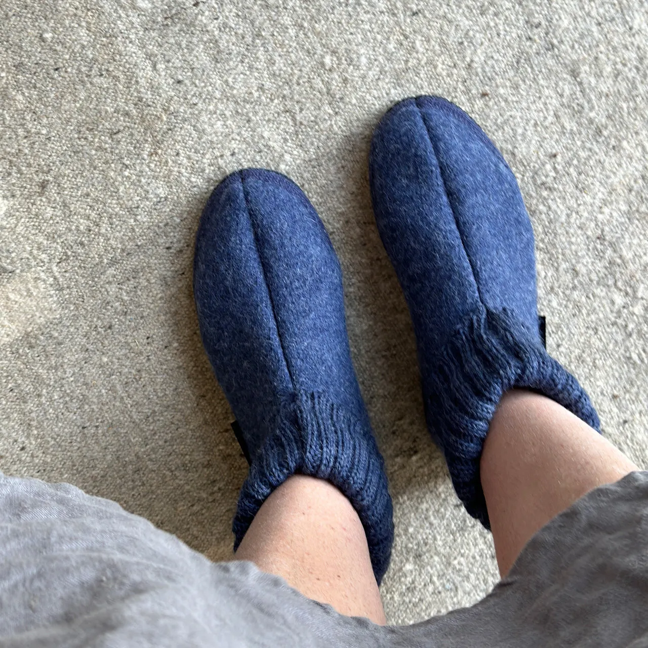 Boiled Wool Slipper Boots - Karl - Denim (Adults 36-46) *Pre-order