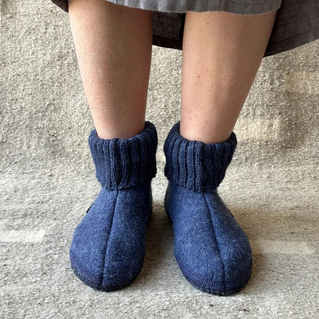 Boiled Wool Slipper Boots - Karl - Denim (Adults 36-46) *Pre-order
