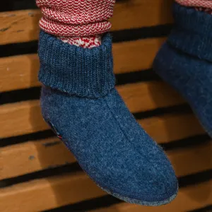 Boiled Wool Slipper Boots - Karl - Denim (Adults 36-46) *Pre-order