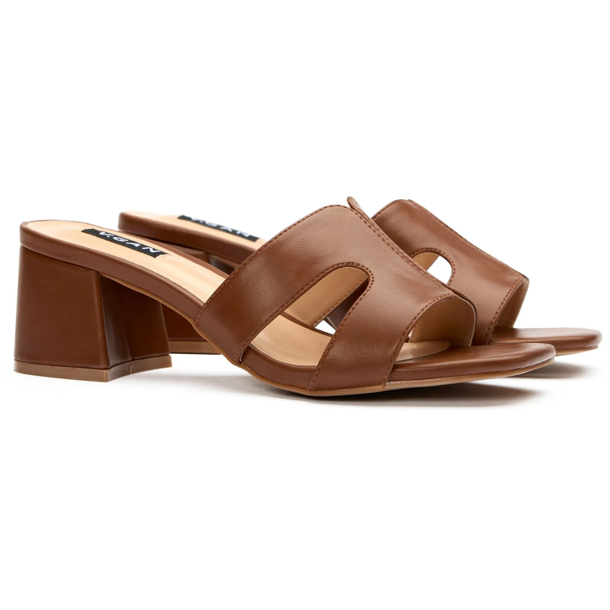 Bok Women's Vegan Leather Mule Heel Sandals | Tan