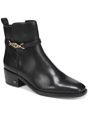 Brawley Womens Leather Block Heel Ankle Boots