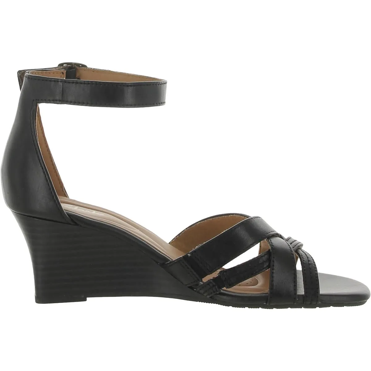 Cielo Charm Womens Leather Criss-Cross Wedge Sandals
