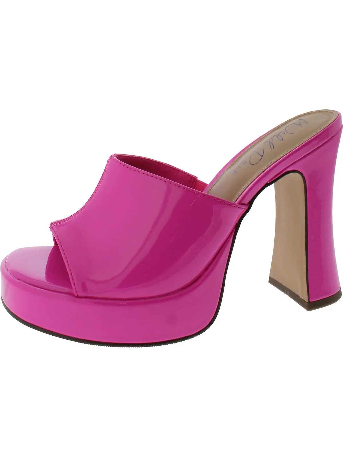 Clohve Womens Patent Peep-Toe Mule Sandals