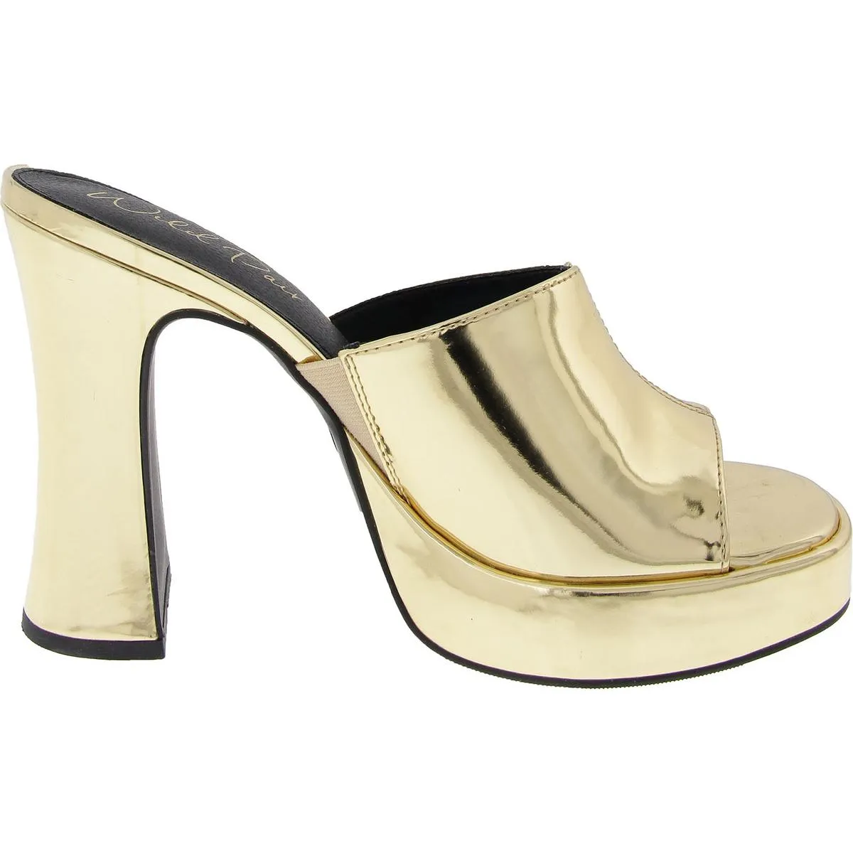Clohve Womens Patent Peep-Toe Mule Sandals