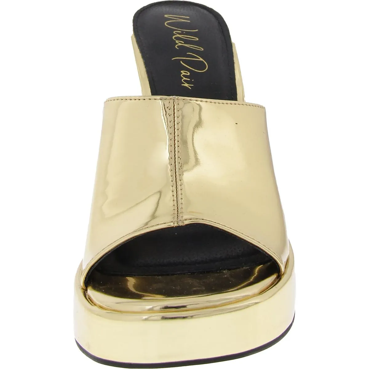 Clohve Womens Patent Peep-Toe Mule Sandals