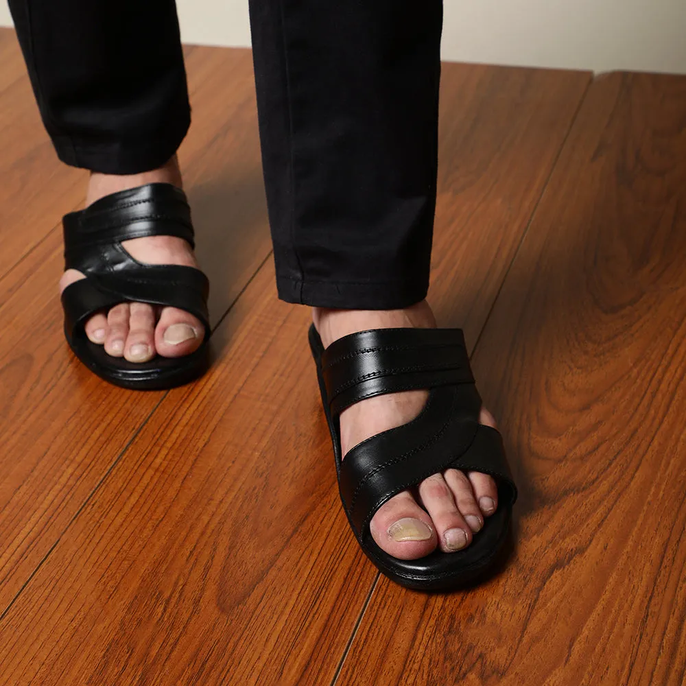 Coolers Casual Black Slippers For Men 7153-37 By Liberty