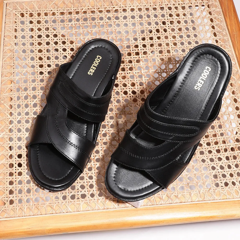 Coolers Casual Black Slippers For Men 7153-37 By Liberty