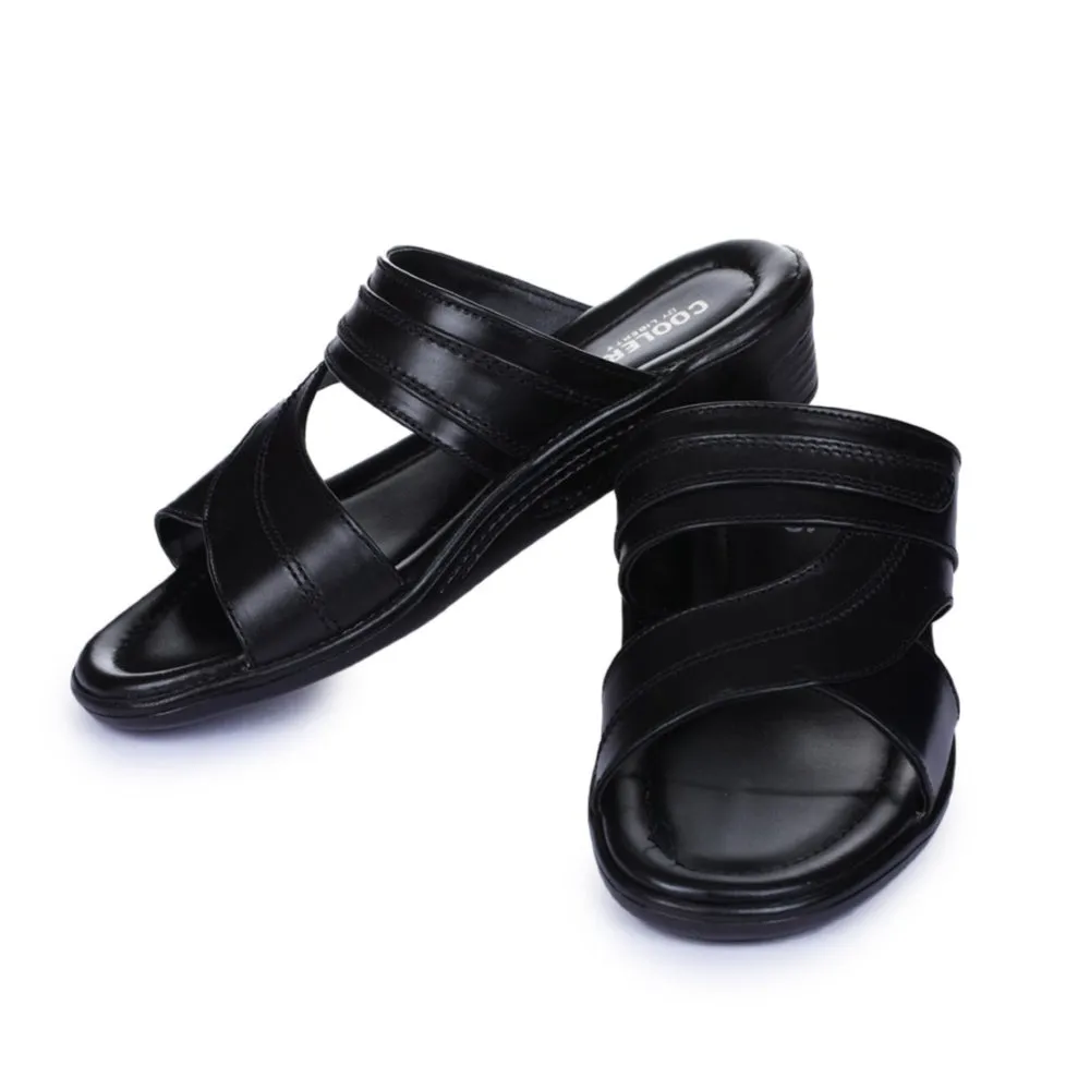 Coolers Casual Black Slippers For Men 7153-37 By Liberty