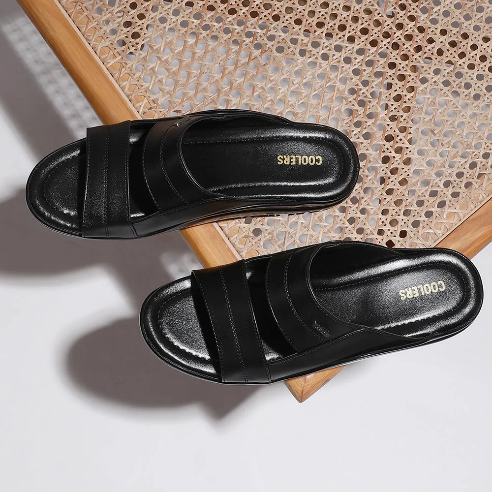 Coolers Casual Black Slippers For Men 7193-60 By Liberty