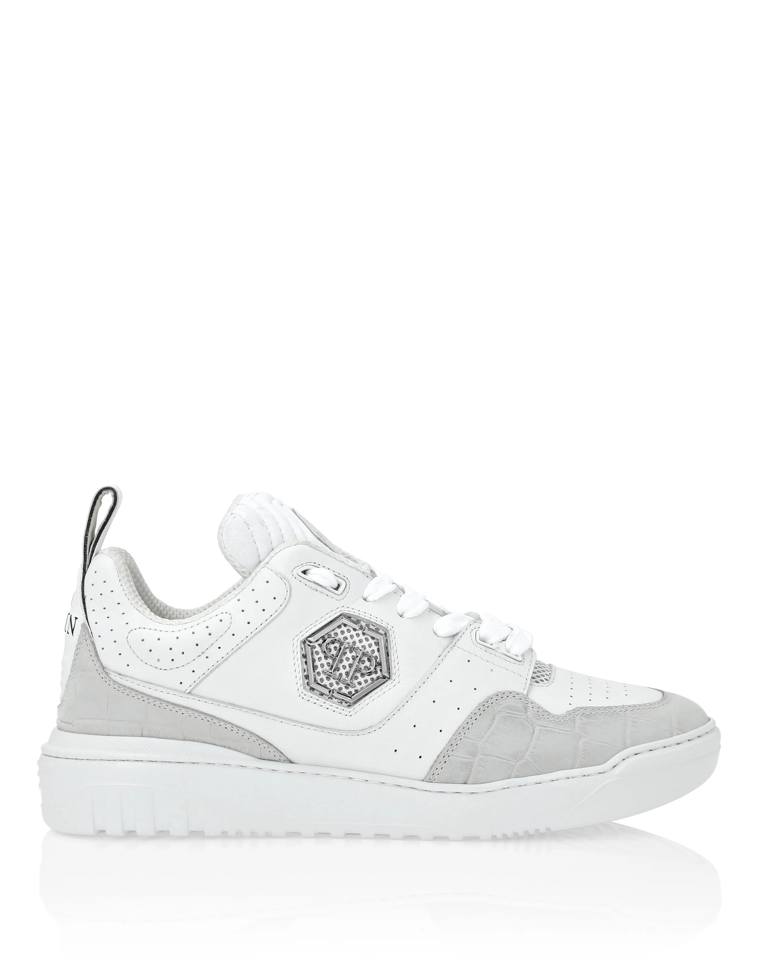 Croco Printed Leather Lo-Top Sneakers