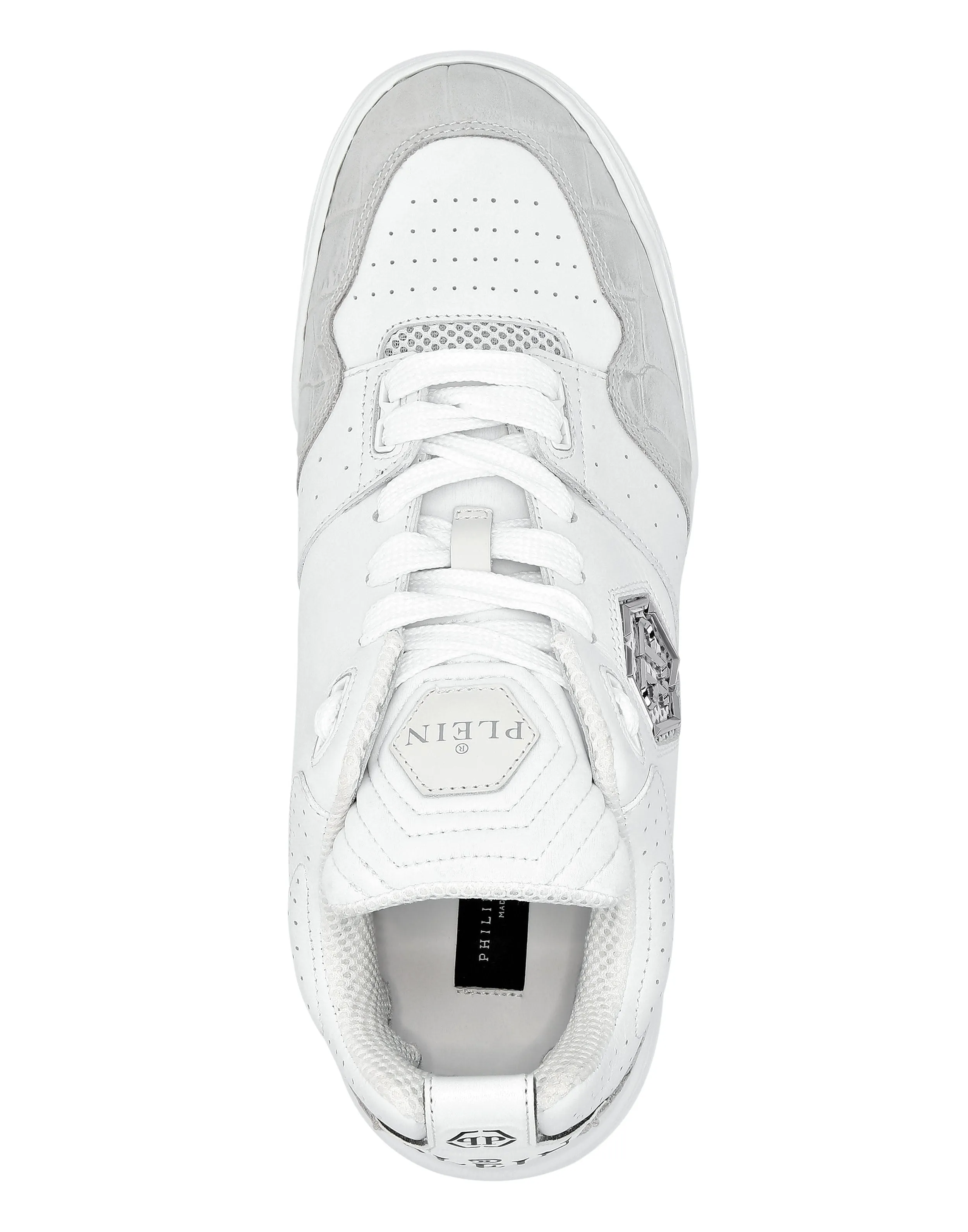Croco Printed Leather Lo-Top Sneakers