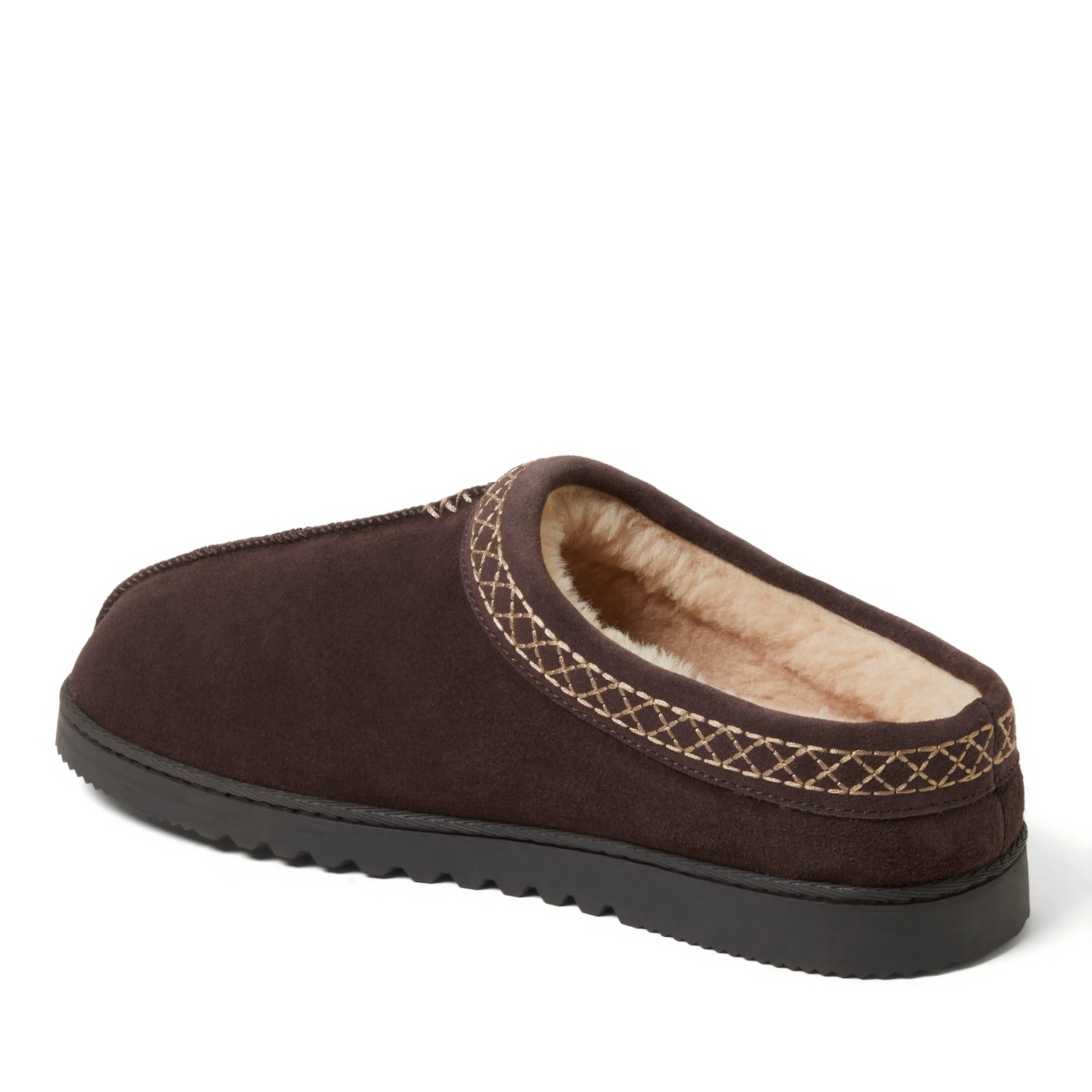 Dearfoams Dean Genuine Suede Clog Slipper with Embroidery