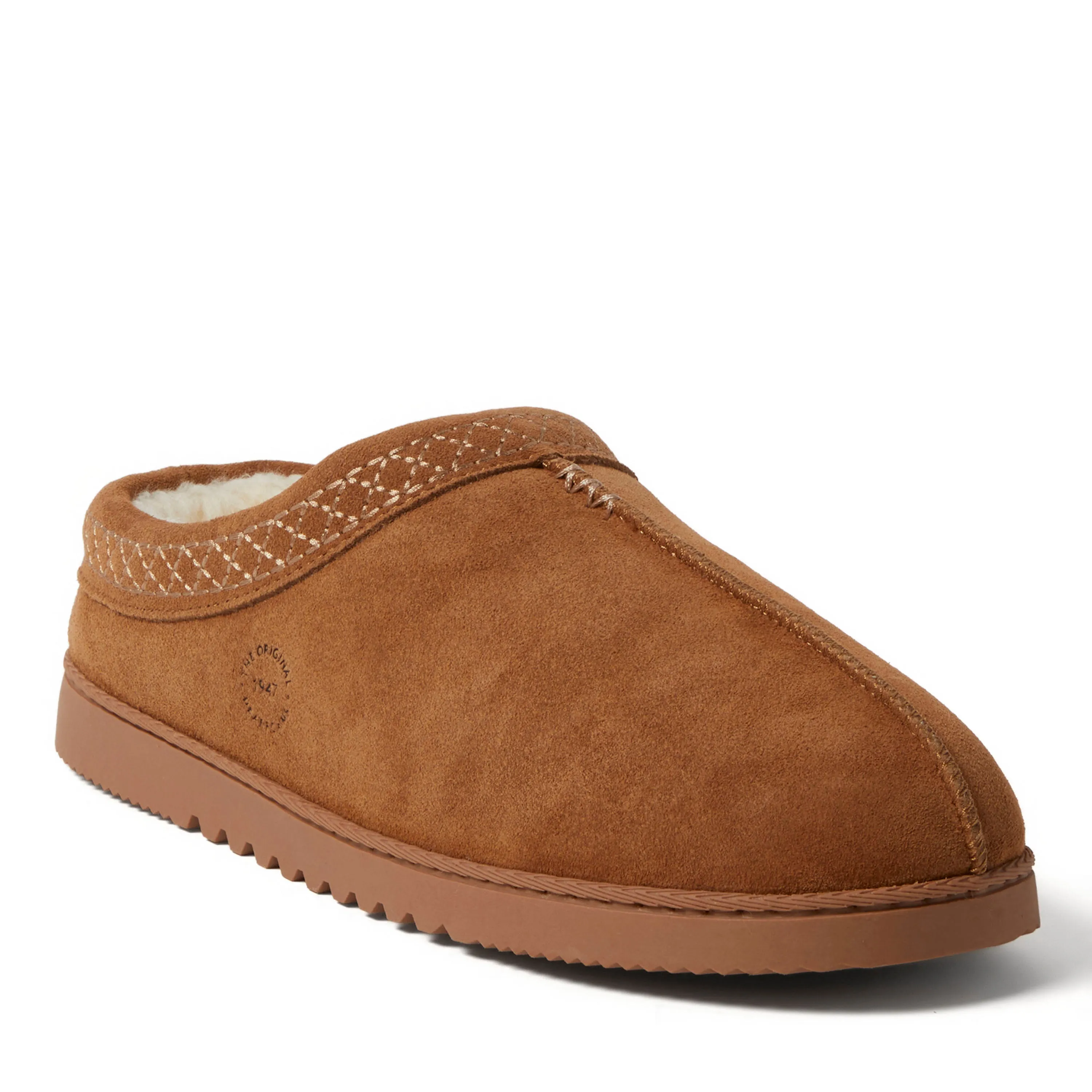 Dearfoams Dean Genuine Suede Clog Slipper with Embroidery