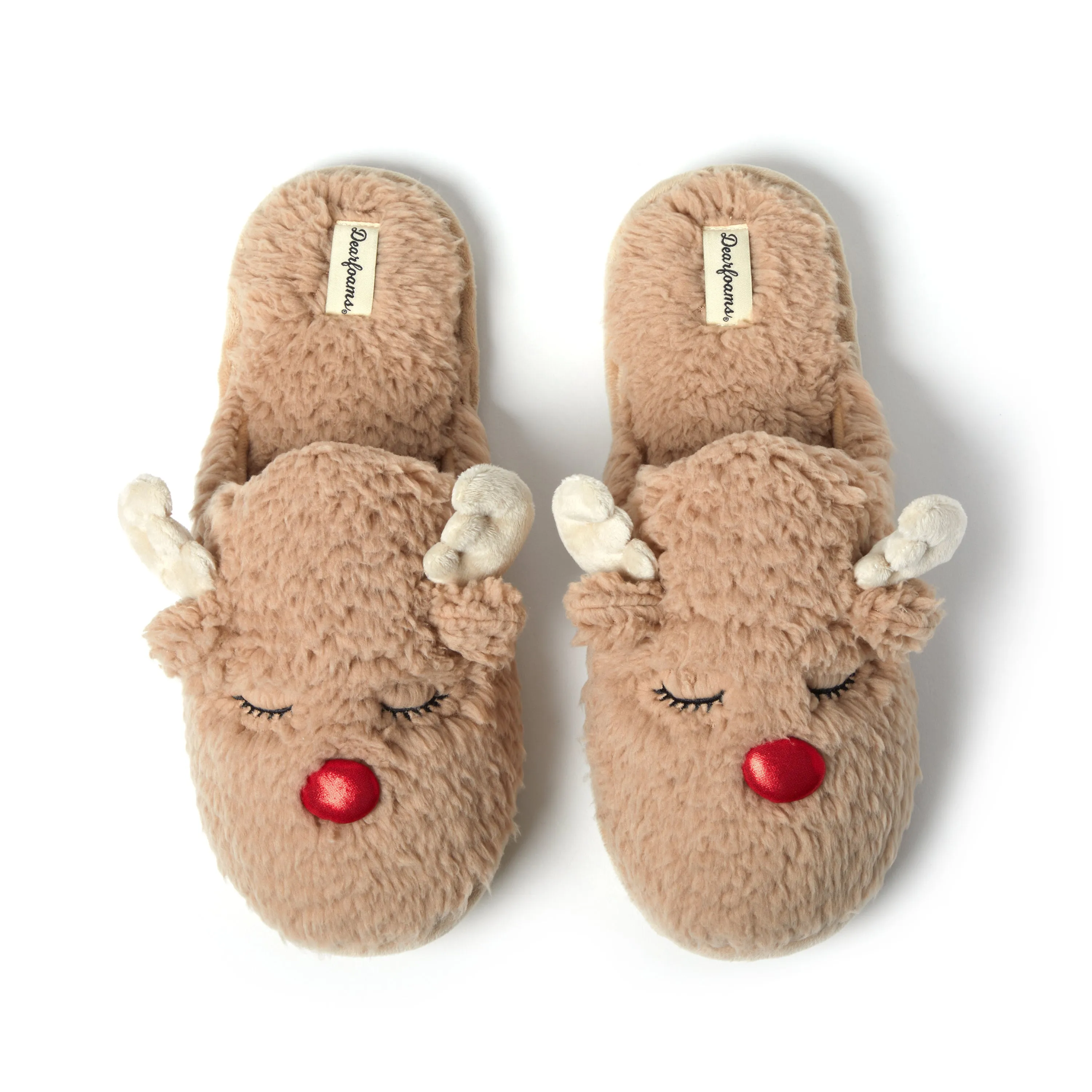Dearfoams Men's Holiday Novelty Christmas Reindeer Scuff Slipper