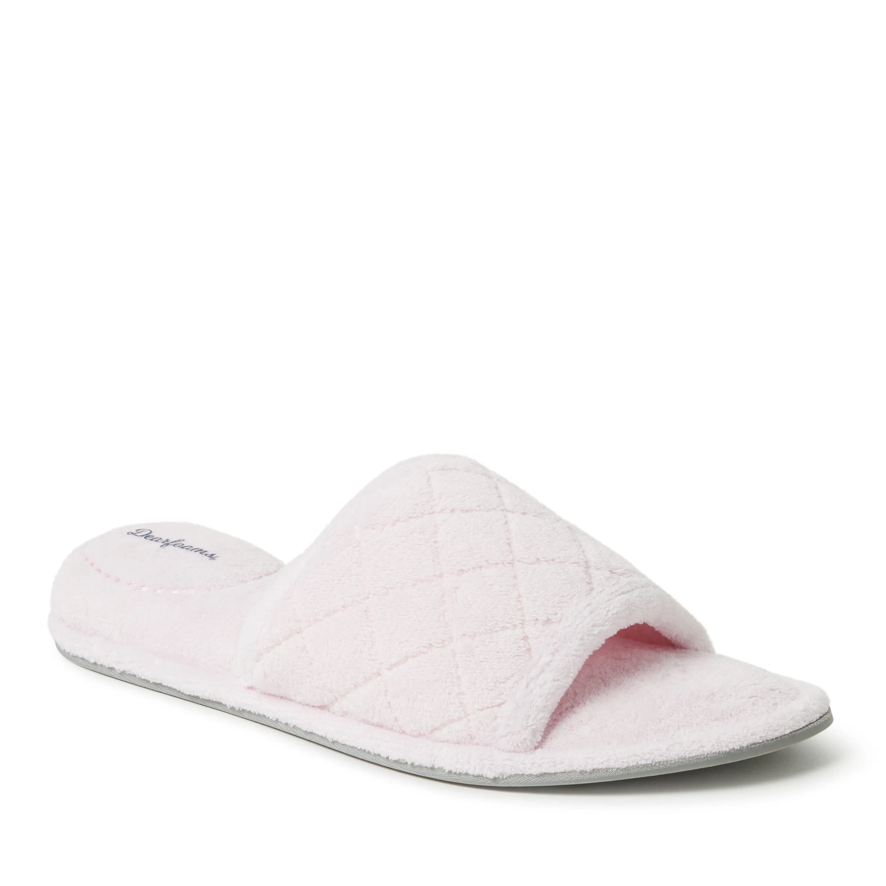 Dearfoams Womens Beatrice Quilted Microfiber Terry Slide Slipper