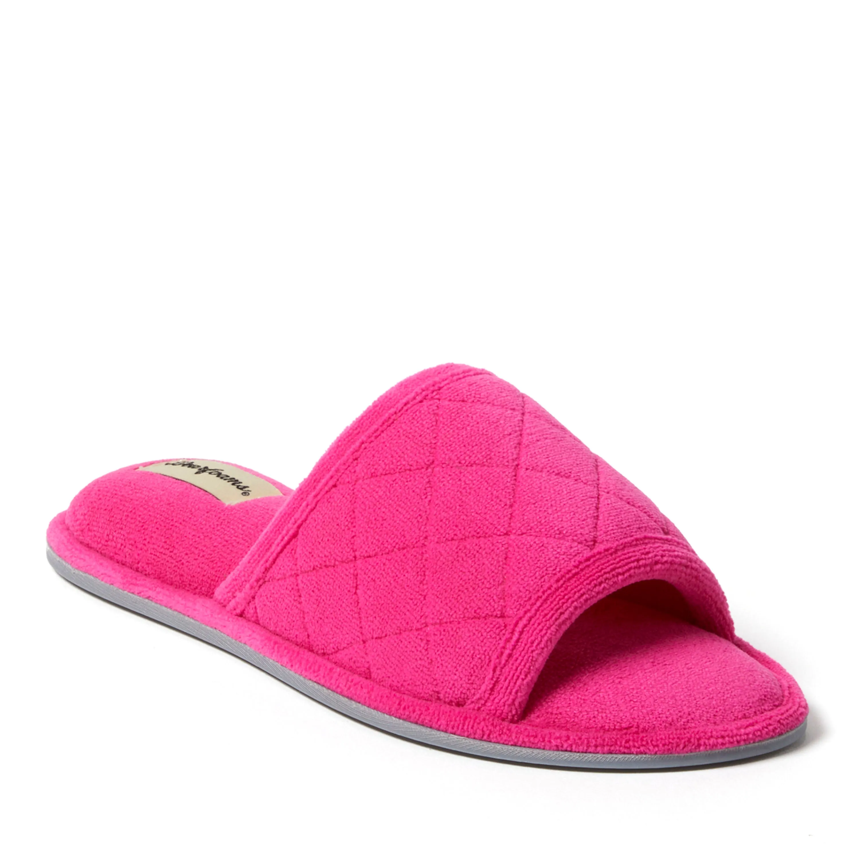 Dearfoams Womens Beatrice Quilted Microfiber Terry Slide Slipper
