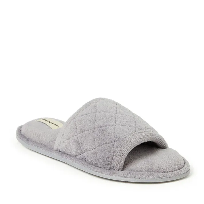 Dearfoams Womens Beatrice Quilted Microfiber Terry Slide Slipper