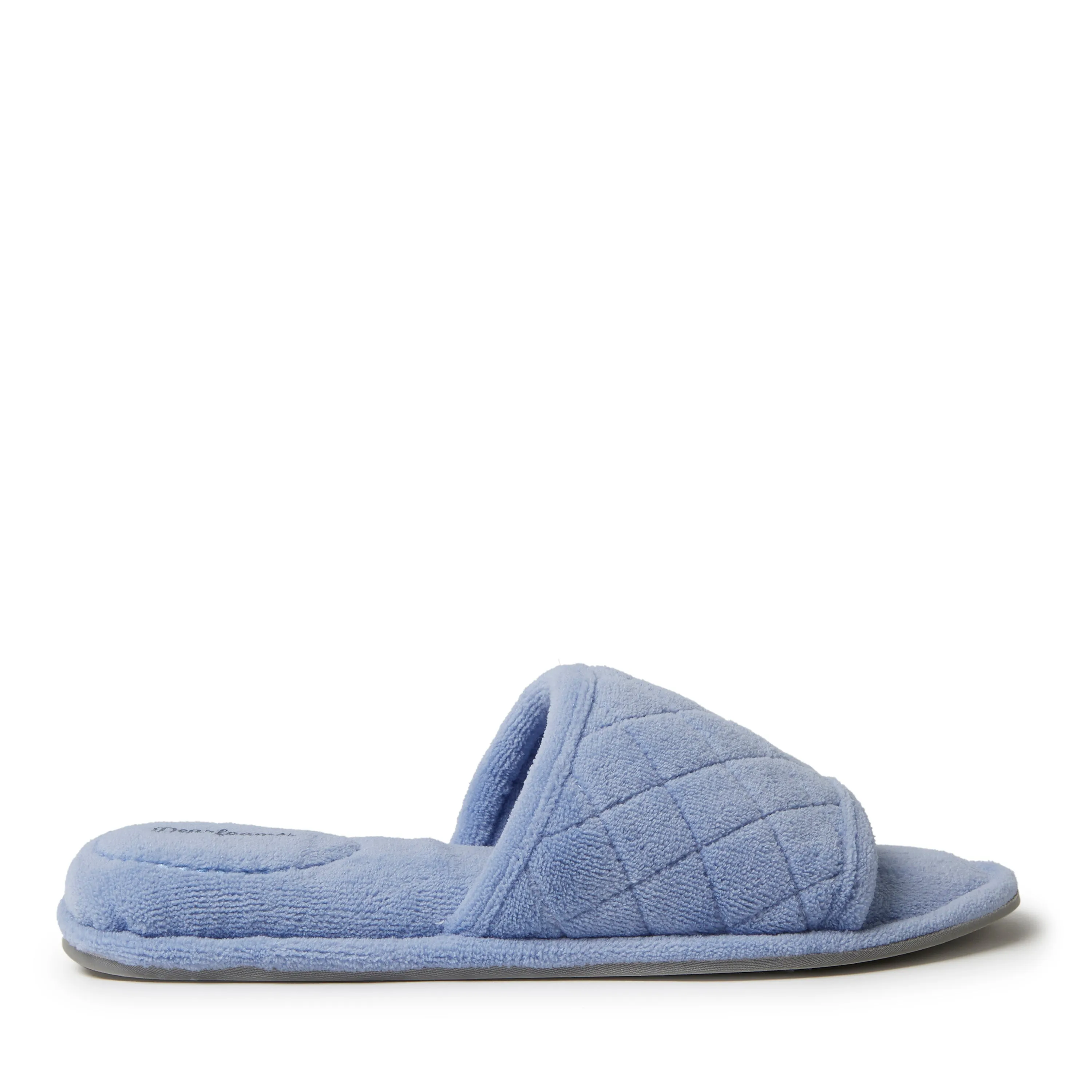 Dearfoams Womens Beatrice Quilted Microfiber Terry Slide Slipper