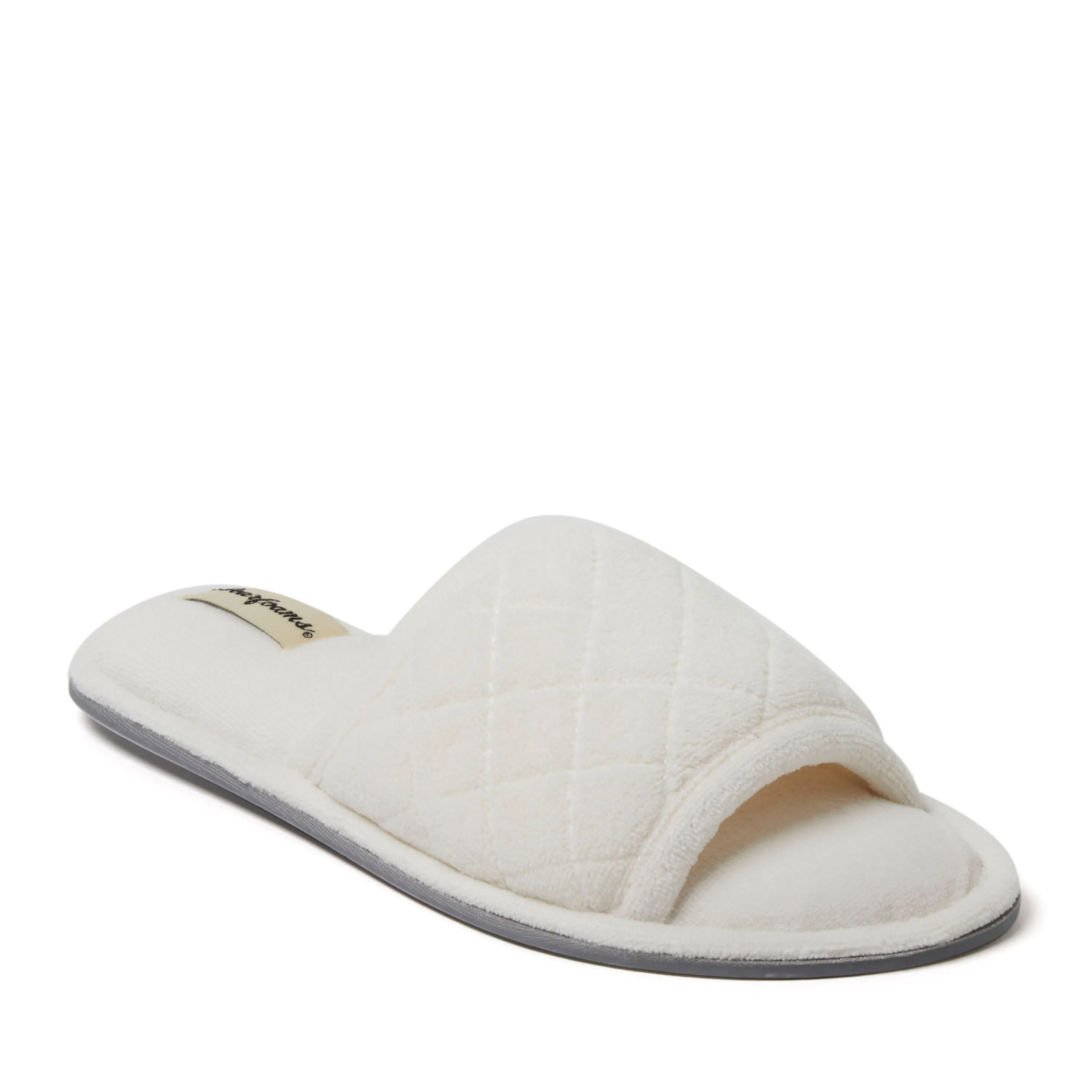 Dearfoams Womens Beatrice Quilted Microfiber Terry Slide Slipper