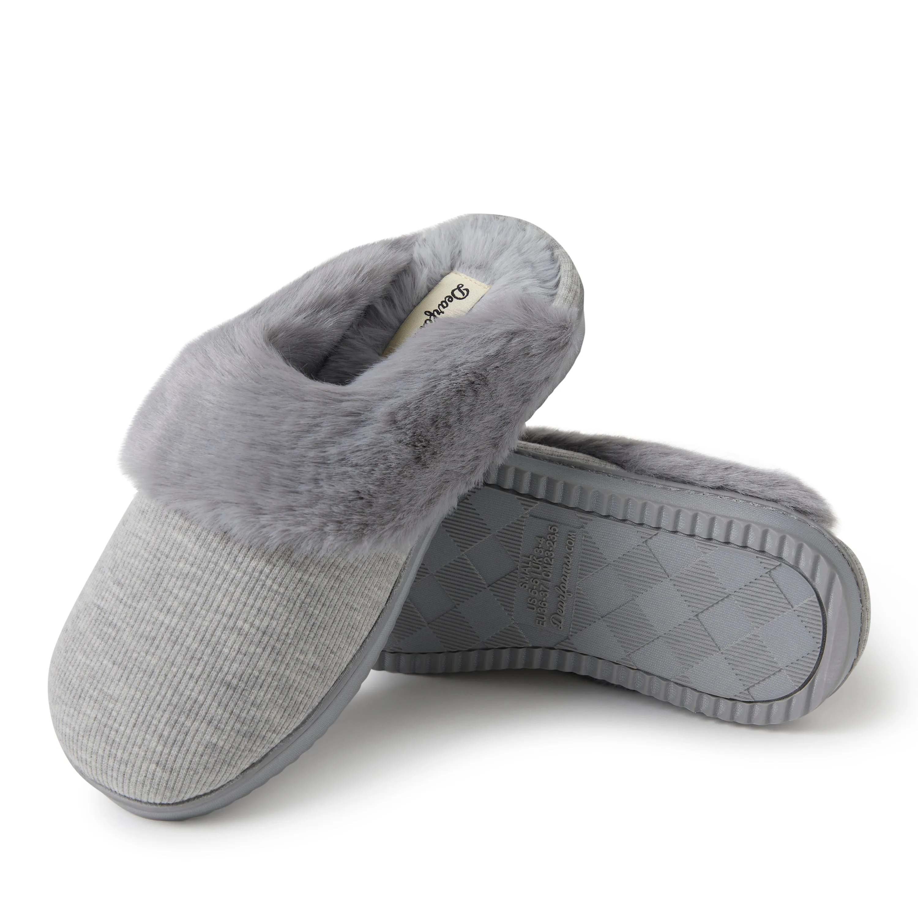 Dearfoams Womens Dahlia Rib Knit Scuff