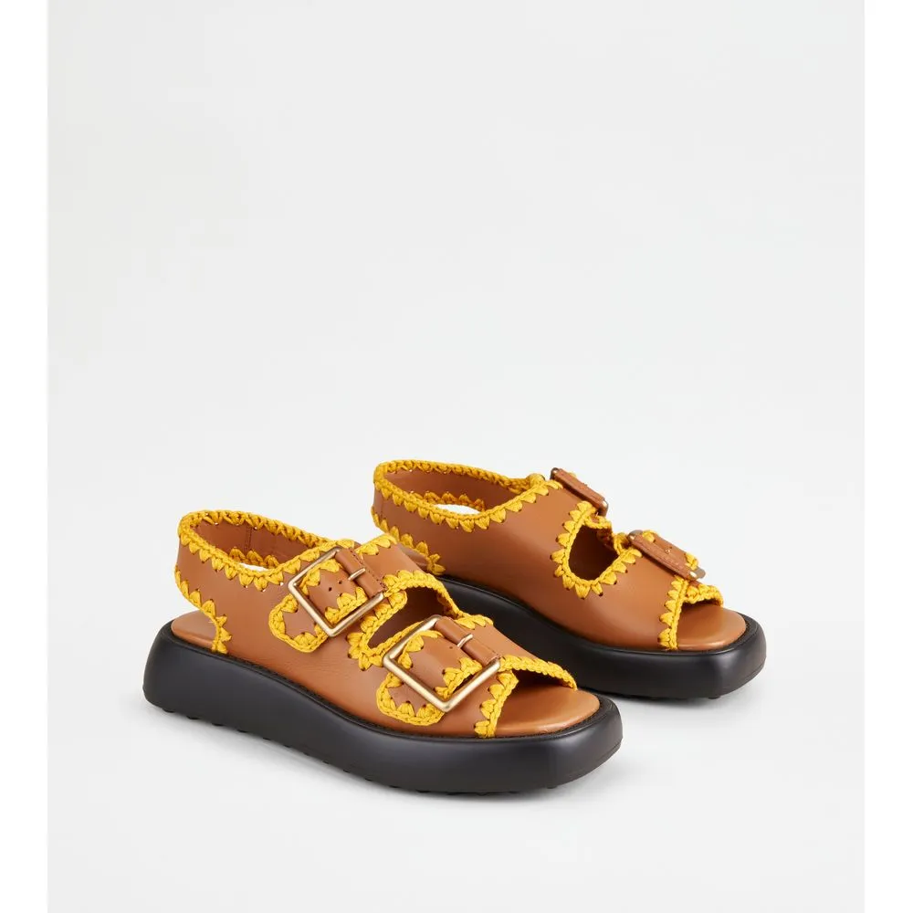 Double Strap Sandals in Leather