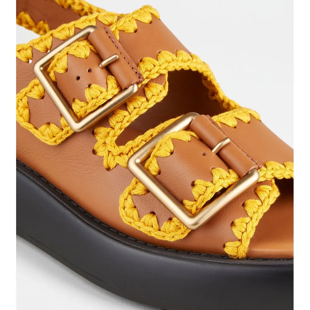 Double Strap Sandals in Leather
