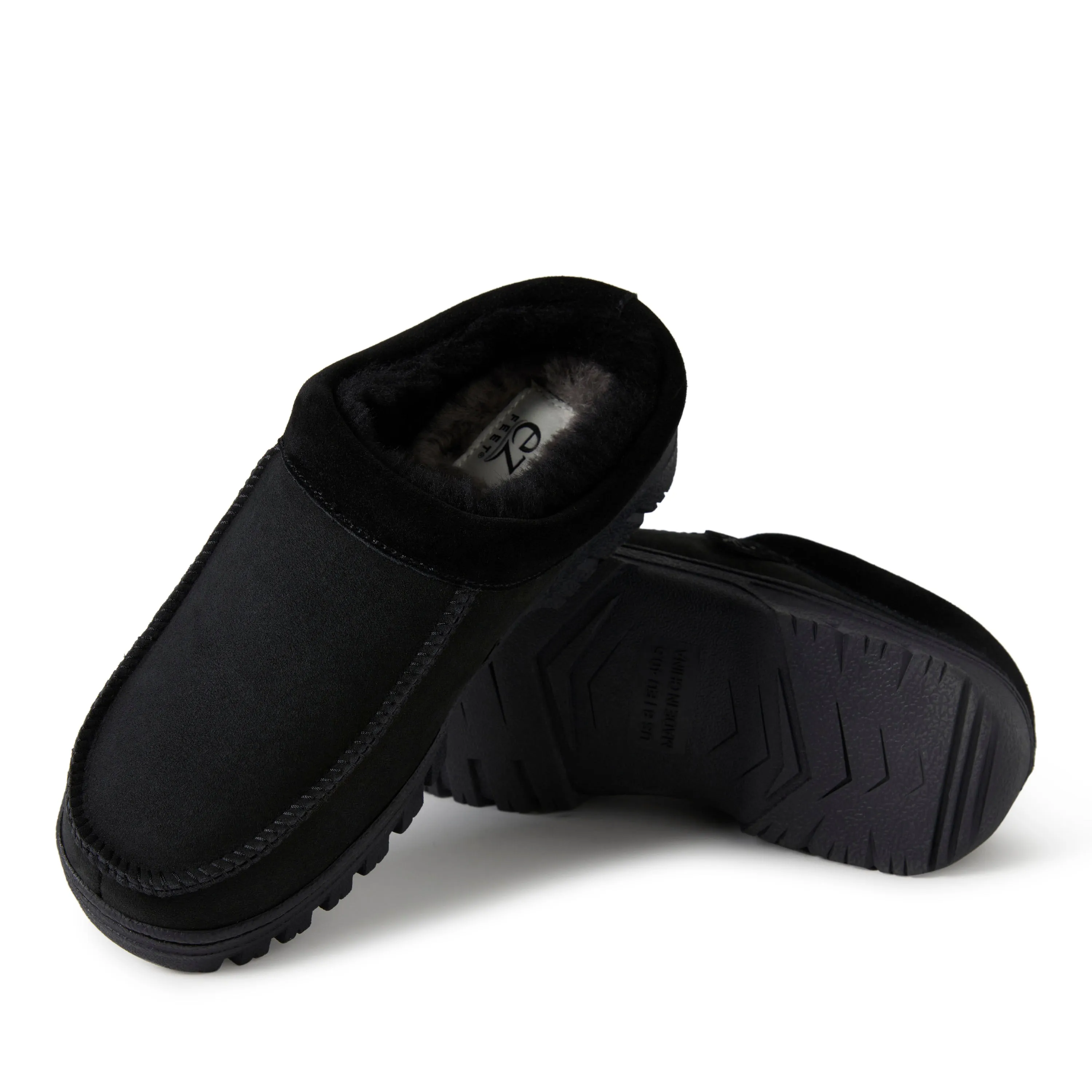 EZ Feet Men's Genuine Shearling Moccasin Toe Clog Slipper