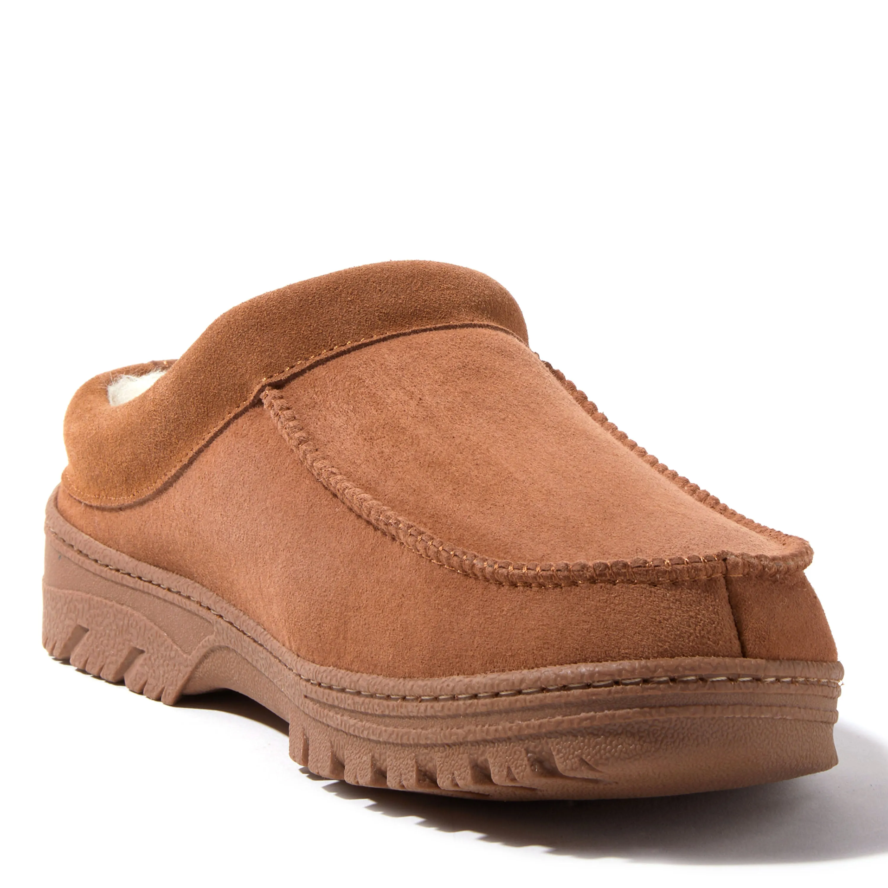 EZ Feet Men's Genuine Shearling Moccasin Toe Clog Slipper