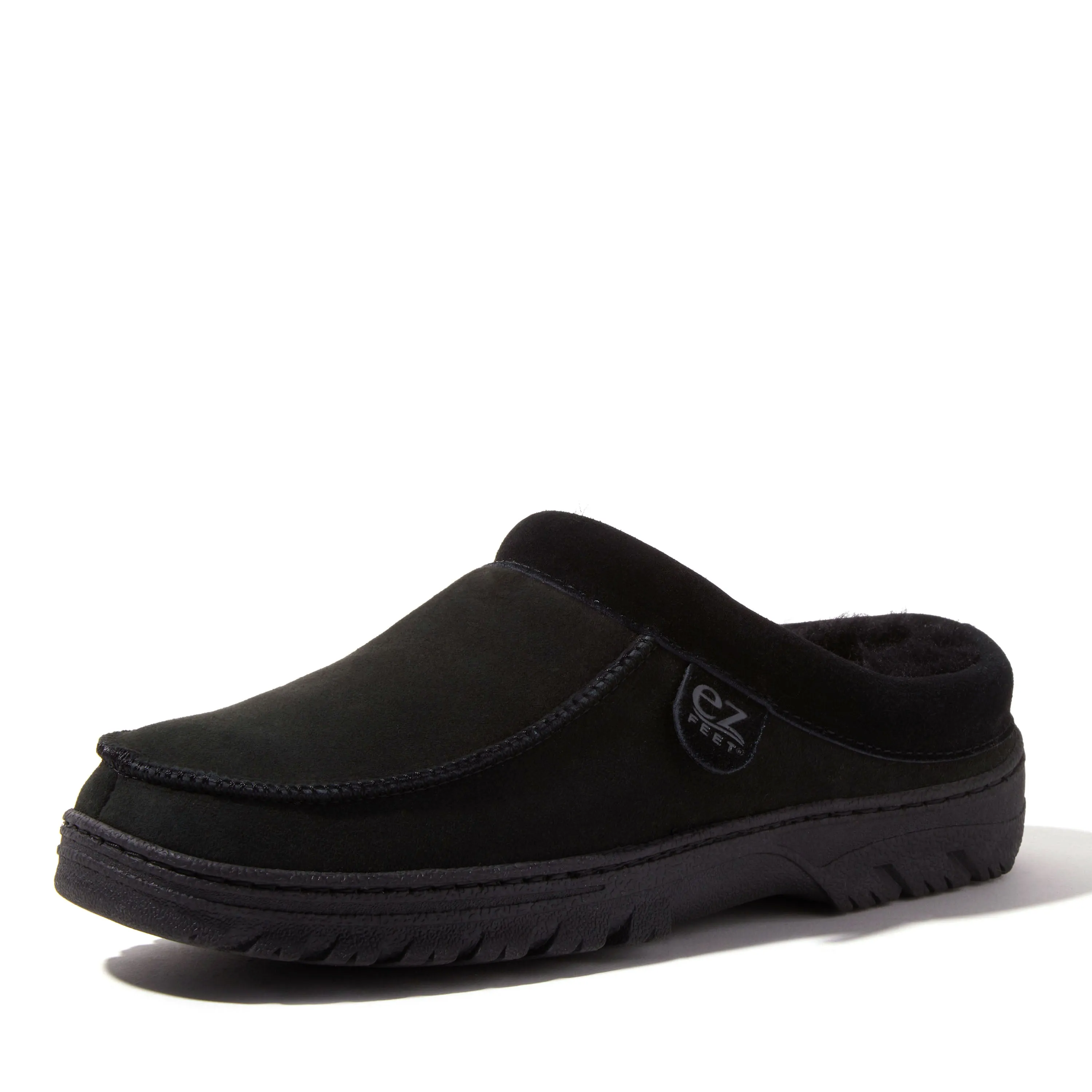 EZ Feet Men's Genuine Shearling Moccasin Toe Clog Slipper