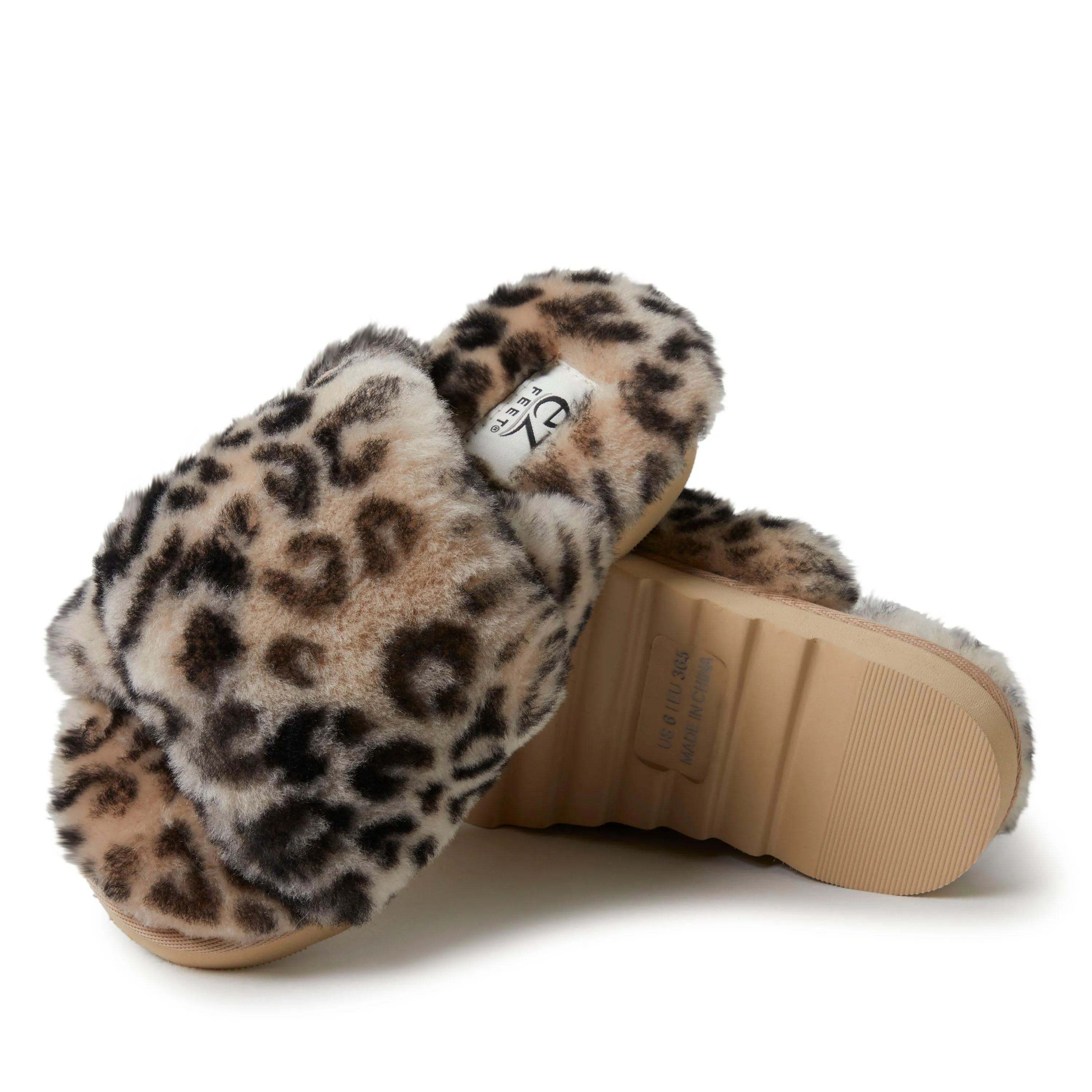EZ Feet Women's Genuine Shearling Wide X-Band Slide Slipper