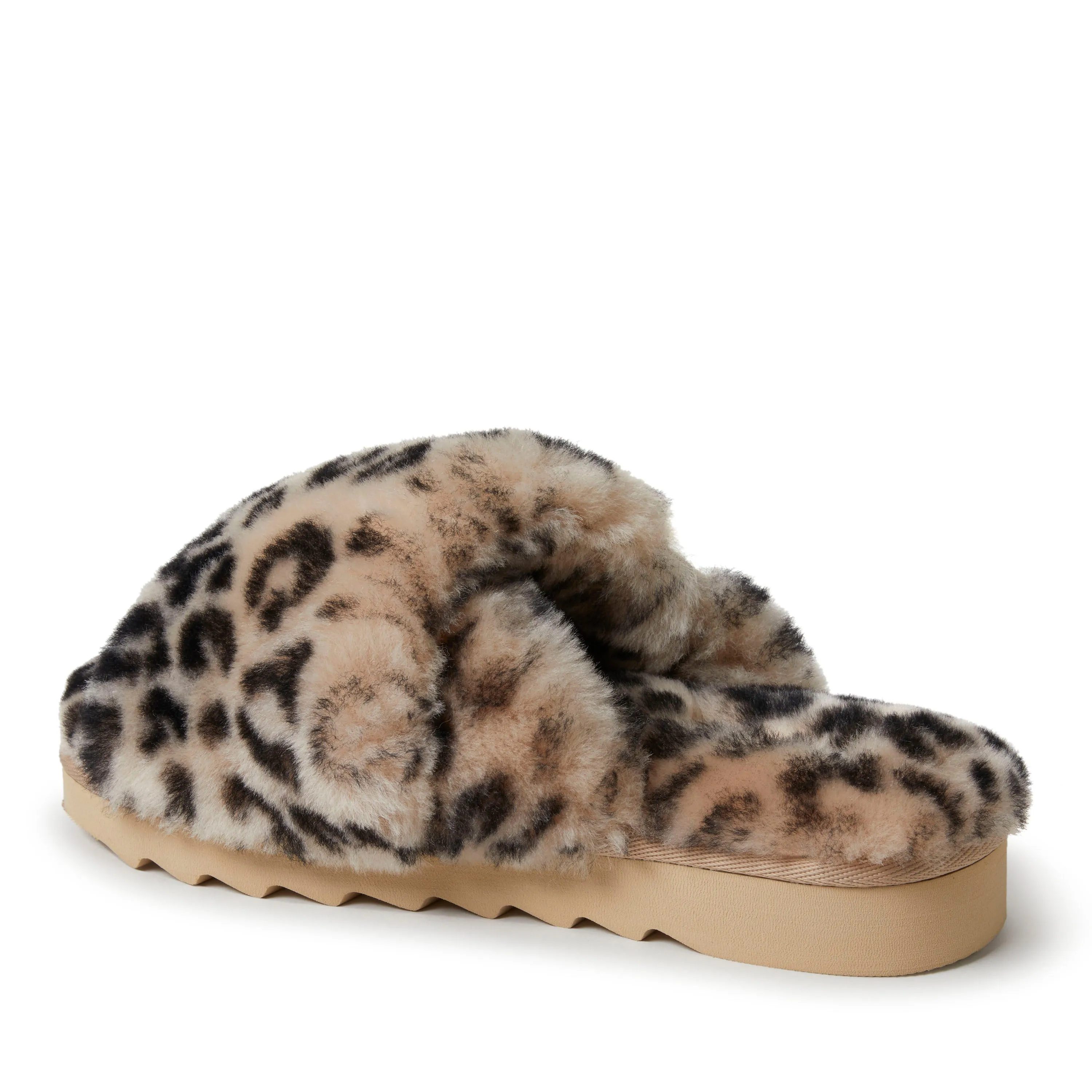 EZ Feet Women's Genuine Shearling Wide X-Band Slide Slipper