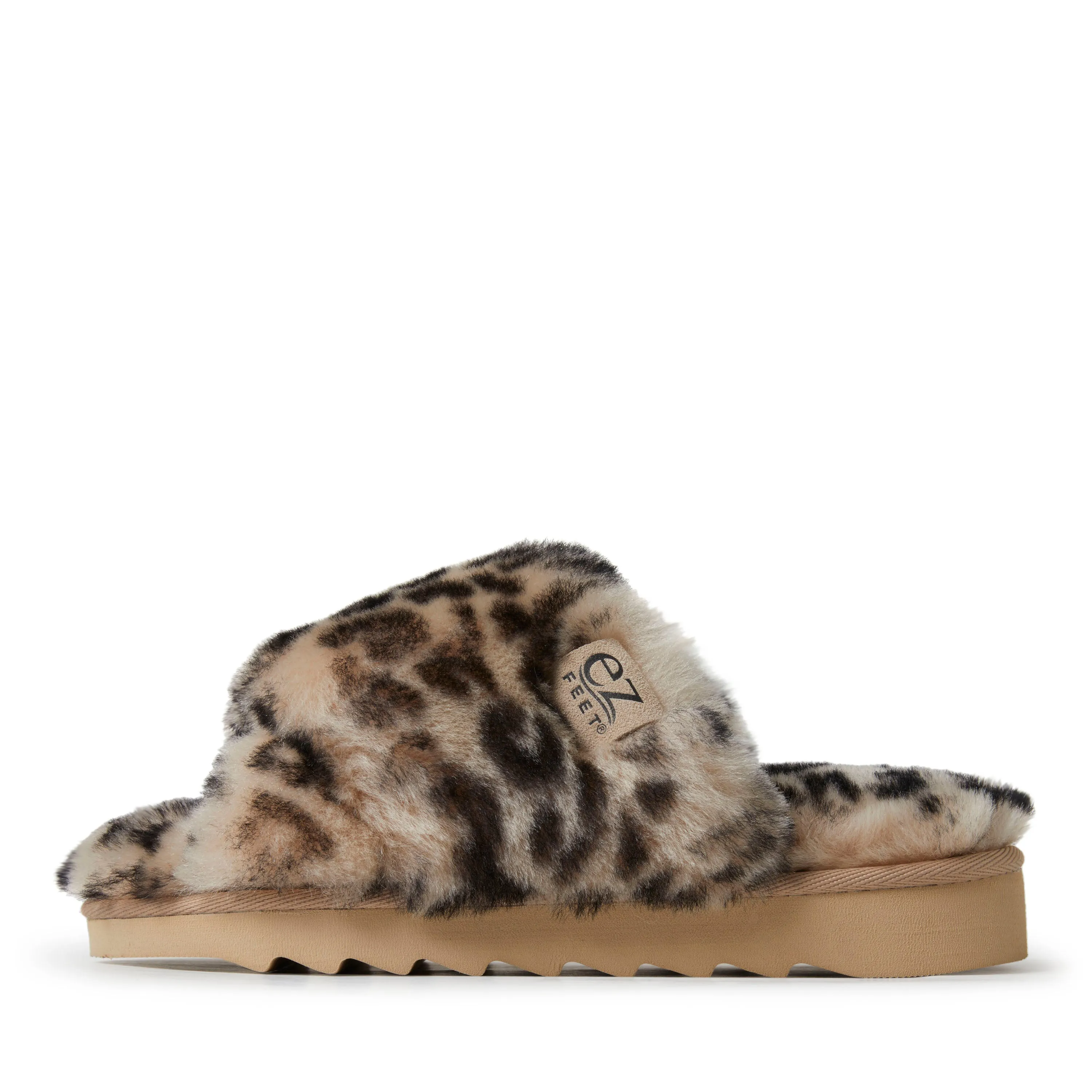 EZ Feet Women's Genuine Shearling Wide X-Band Slide Slipper