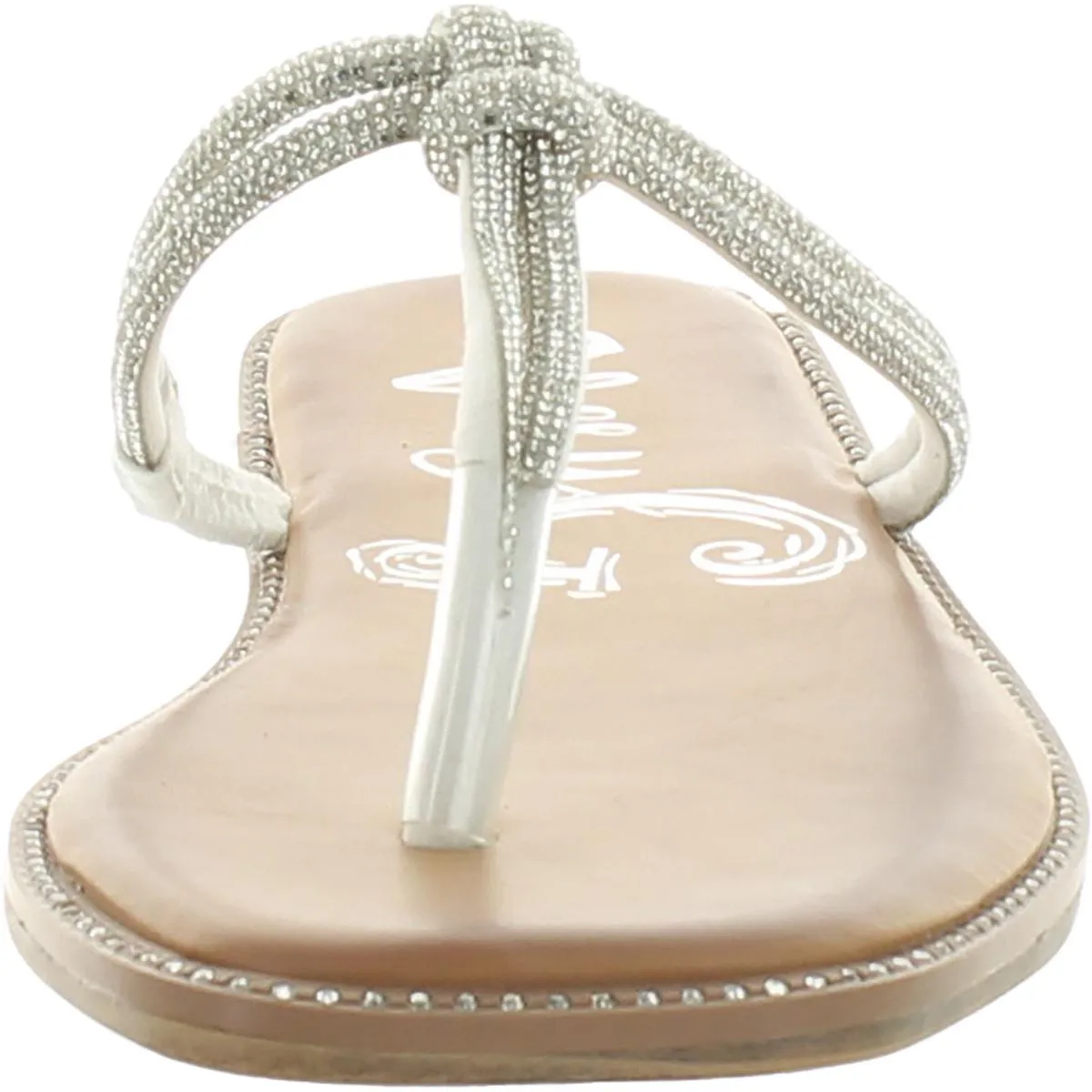 Fifi Womens Rhinestone Square Toe T-Strap Sandals