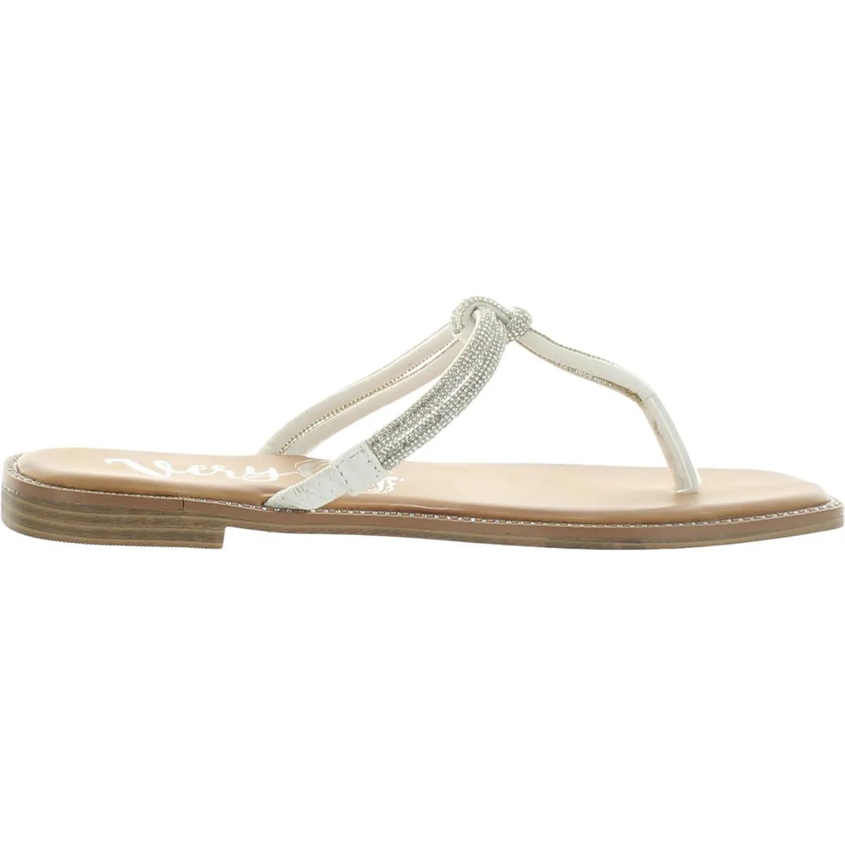 Fifi Womens Rhinestone Square Toe T-Strap Sandals