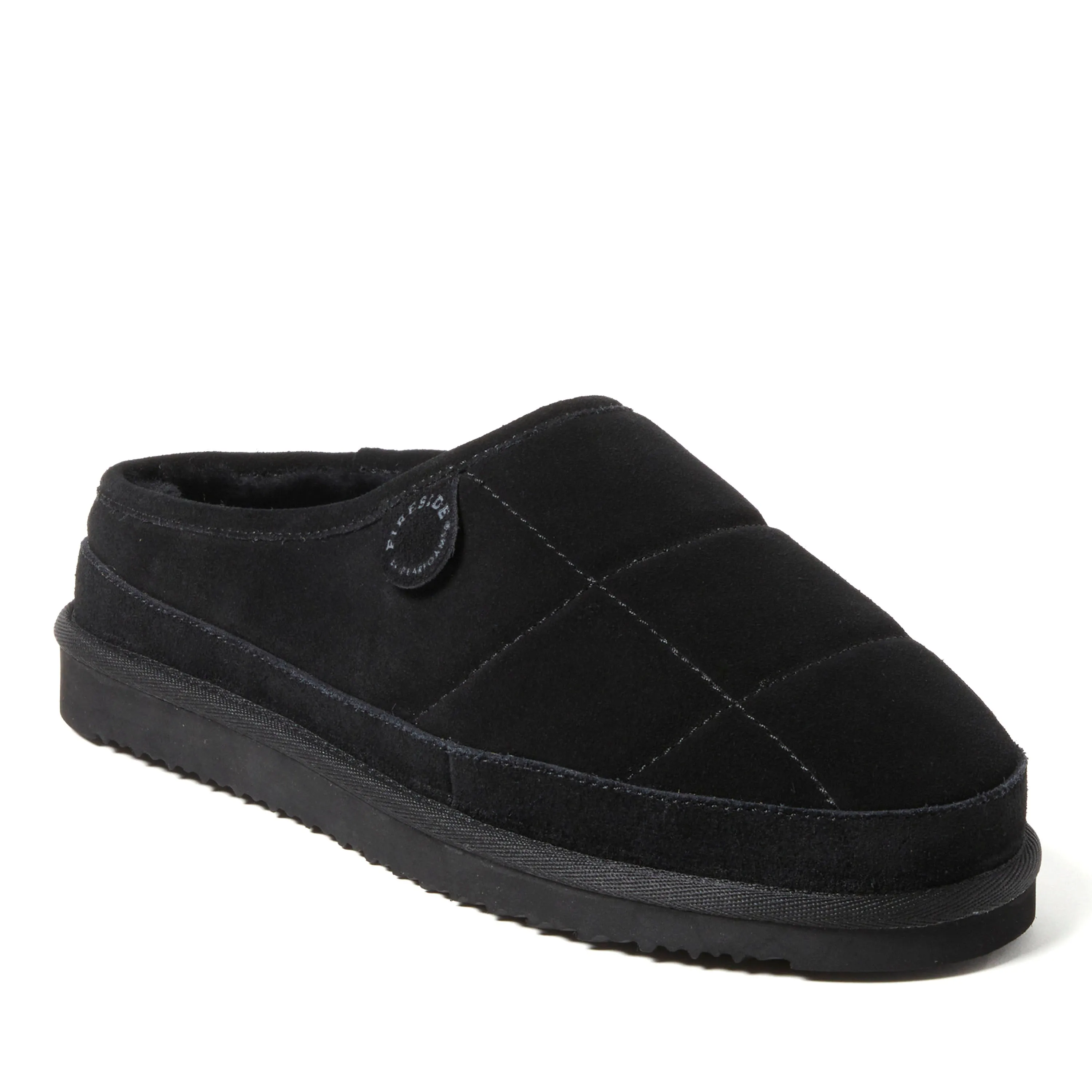 Fireside by Dearfoams Men's Grafton Quilted Genuine Shearling Clog Slipper