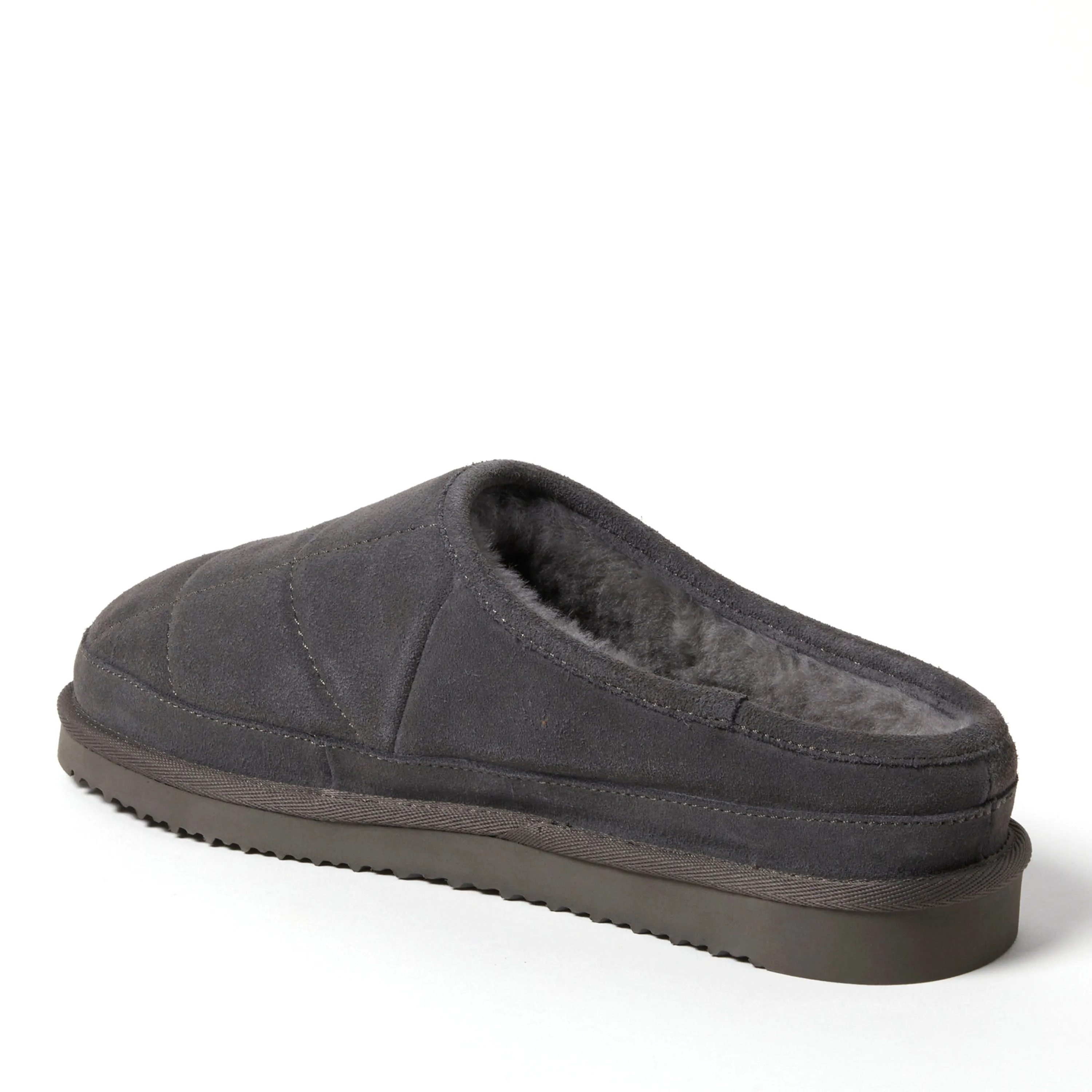Fireside by Dearfoams Men's Grafton Quilted Genuine Shearling Clog Slipper