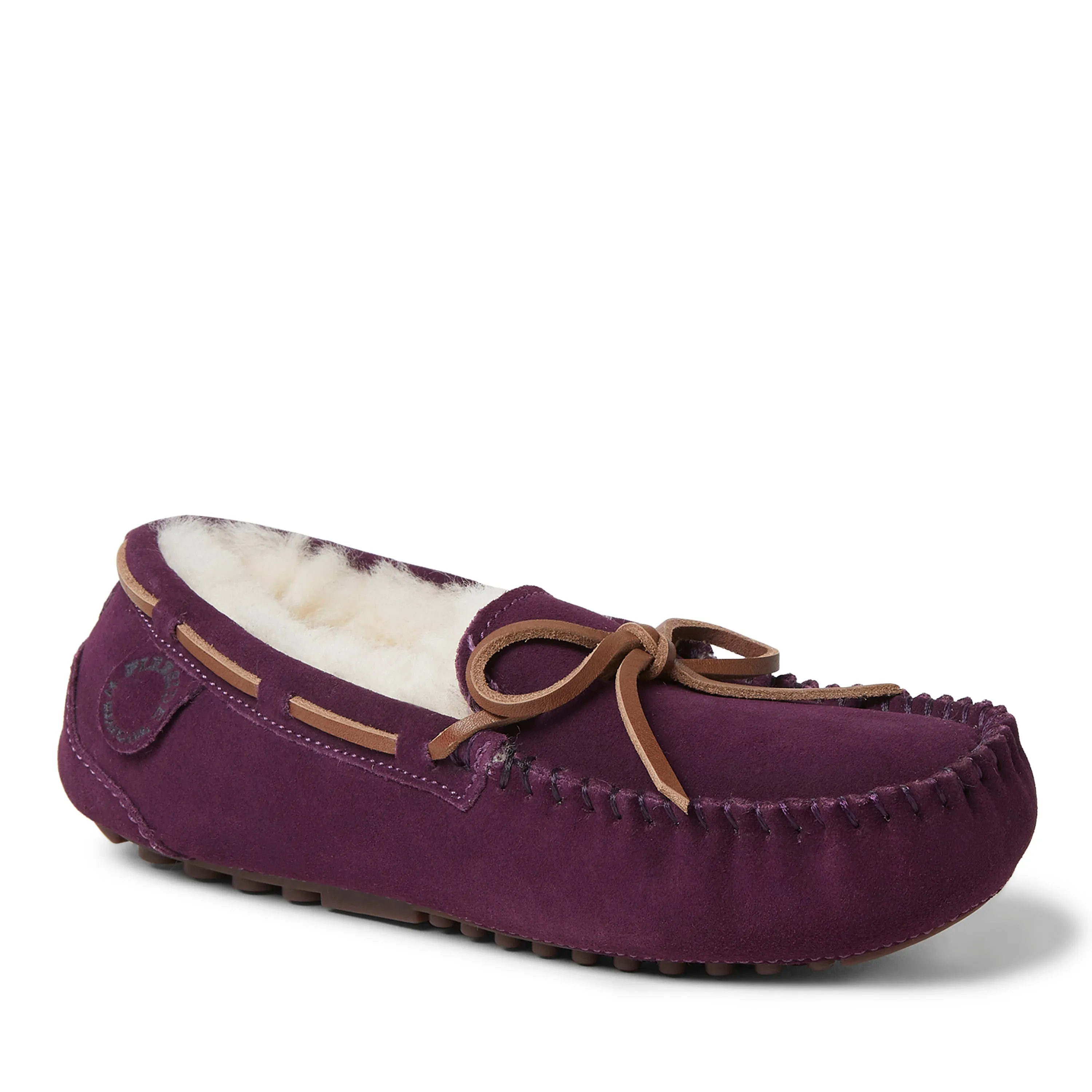 Fireside By Dearfoams Women's Victoria Genuine Shearling Moccasin with Tie